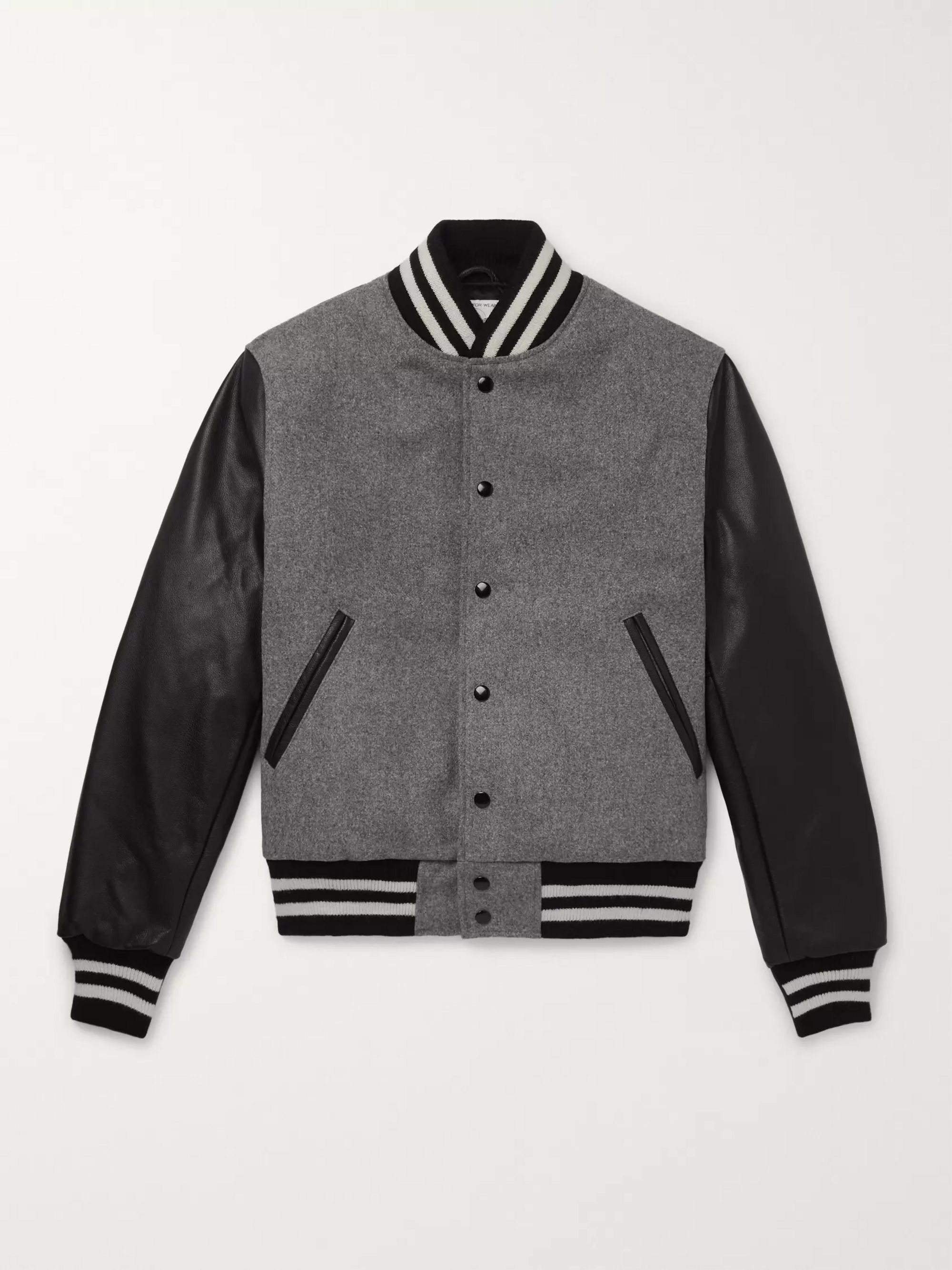 Gray The Albany Wool-Blend and Leather Bomber Jacket | Golden Bear | MR ...