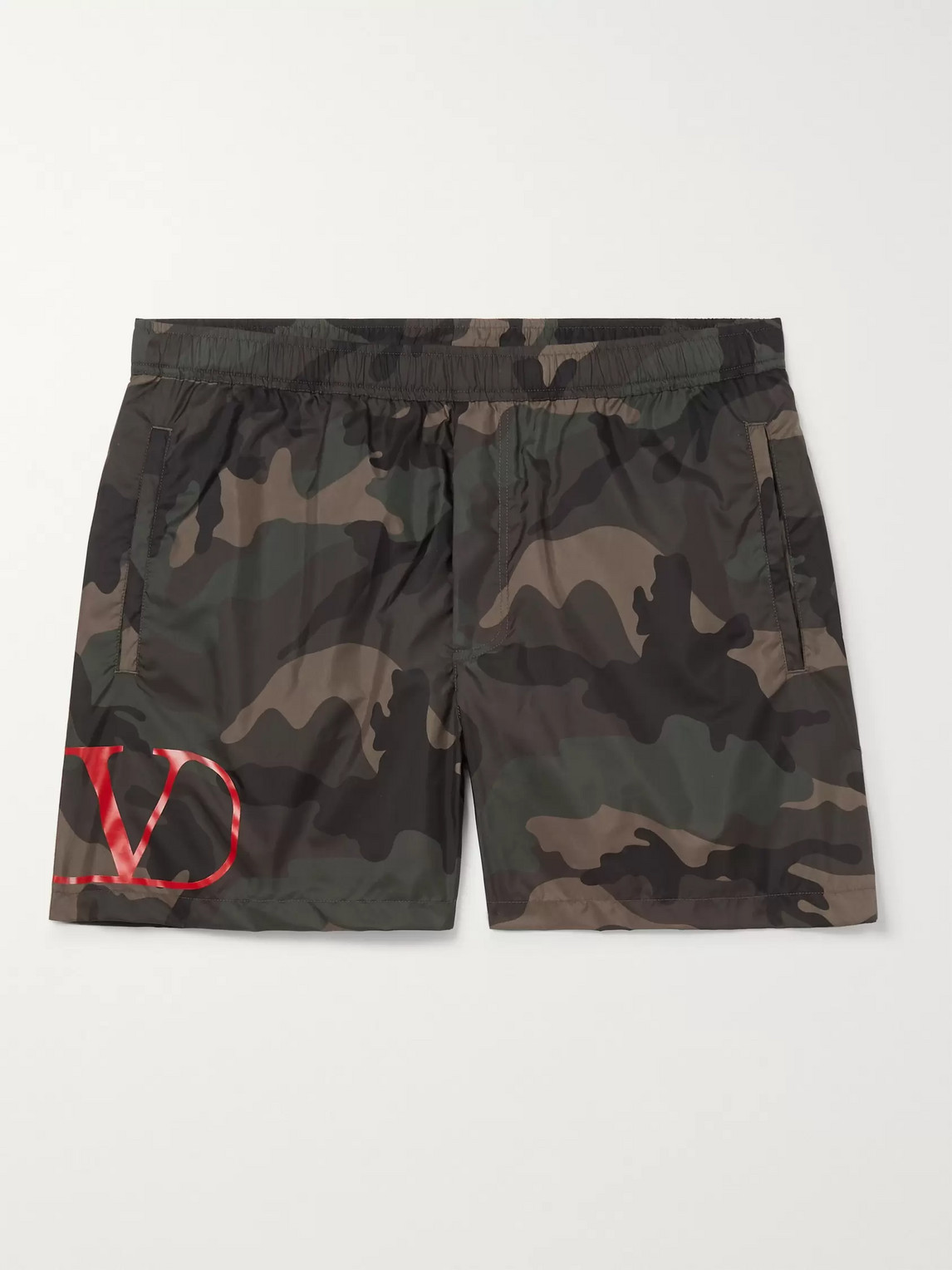 Valentino Short-length Camouflage-print Shell Swim Shorts In Green
