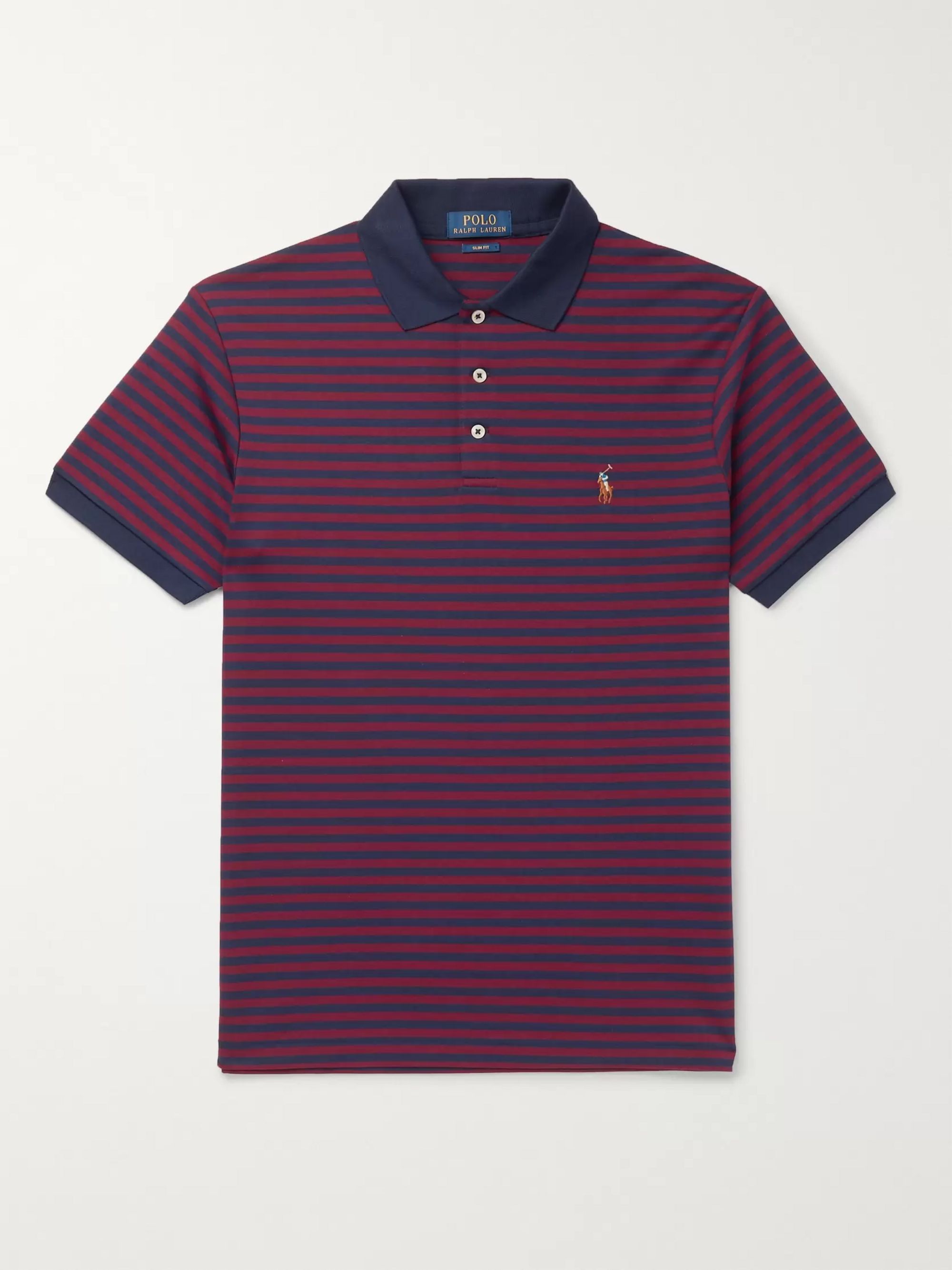 Slim-Fit Striped Cotton-Jersey Polo Shirt