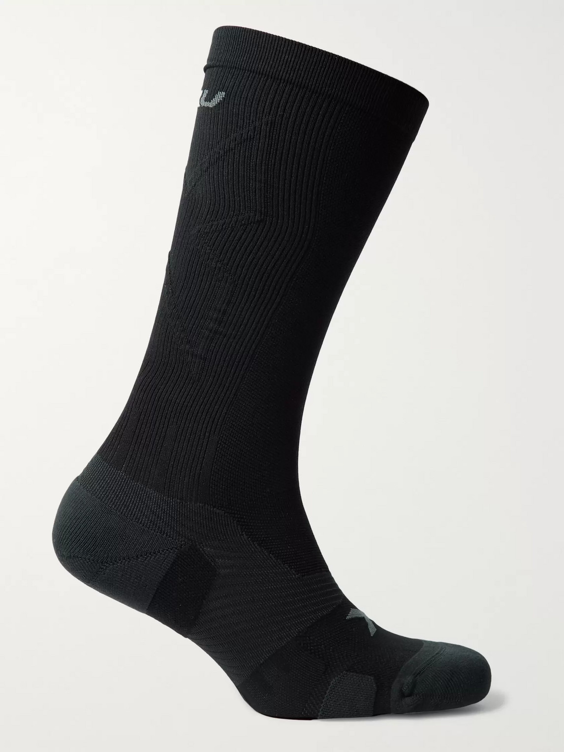 2xu Vectr Cushioned Stretch-knit Full-length Compression Socks In Black