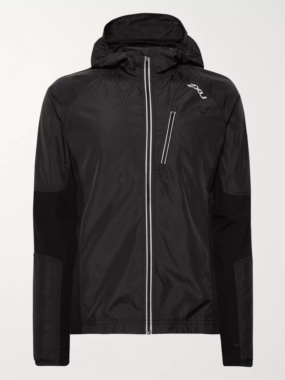 2xu Xvent Shell And Mesh Hooded Jacket In Black