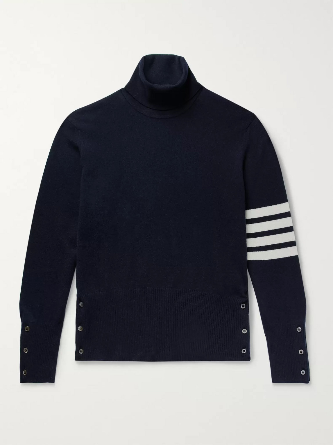 Thom Browne Slim-fit Striped Cashmere Rollneck Sweater In Blue