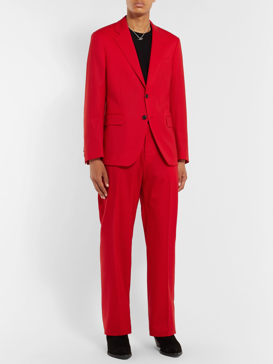 Versace Red Stretch-wool Twill Suit Trousers