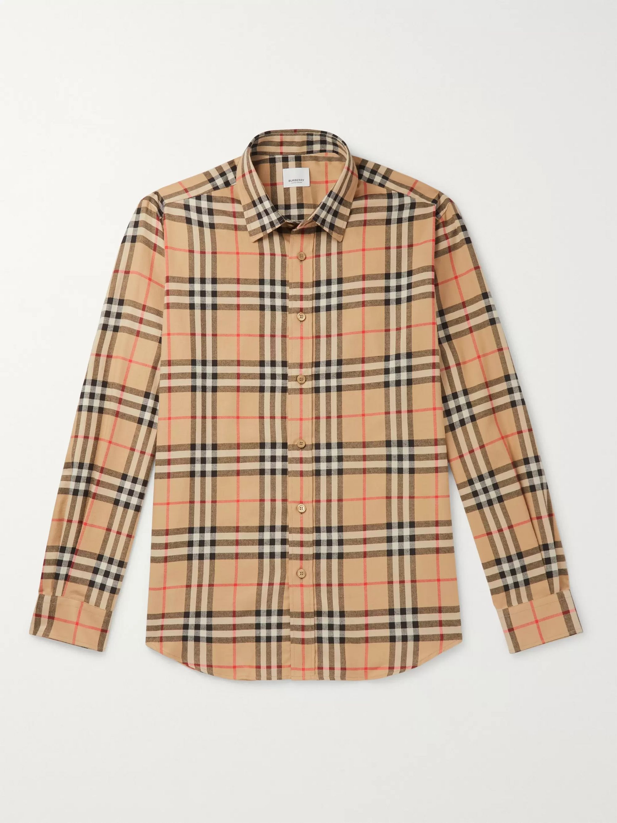 Neutral Checked Cotton-Flannel Shirt 
