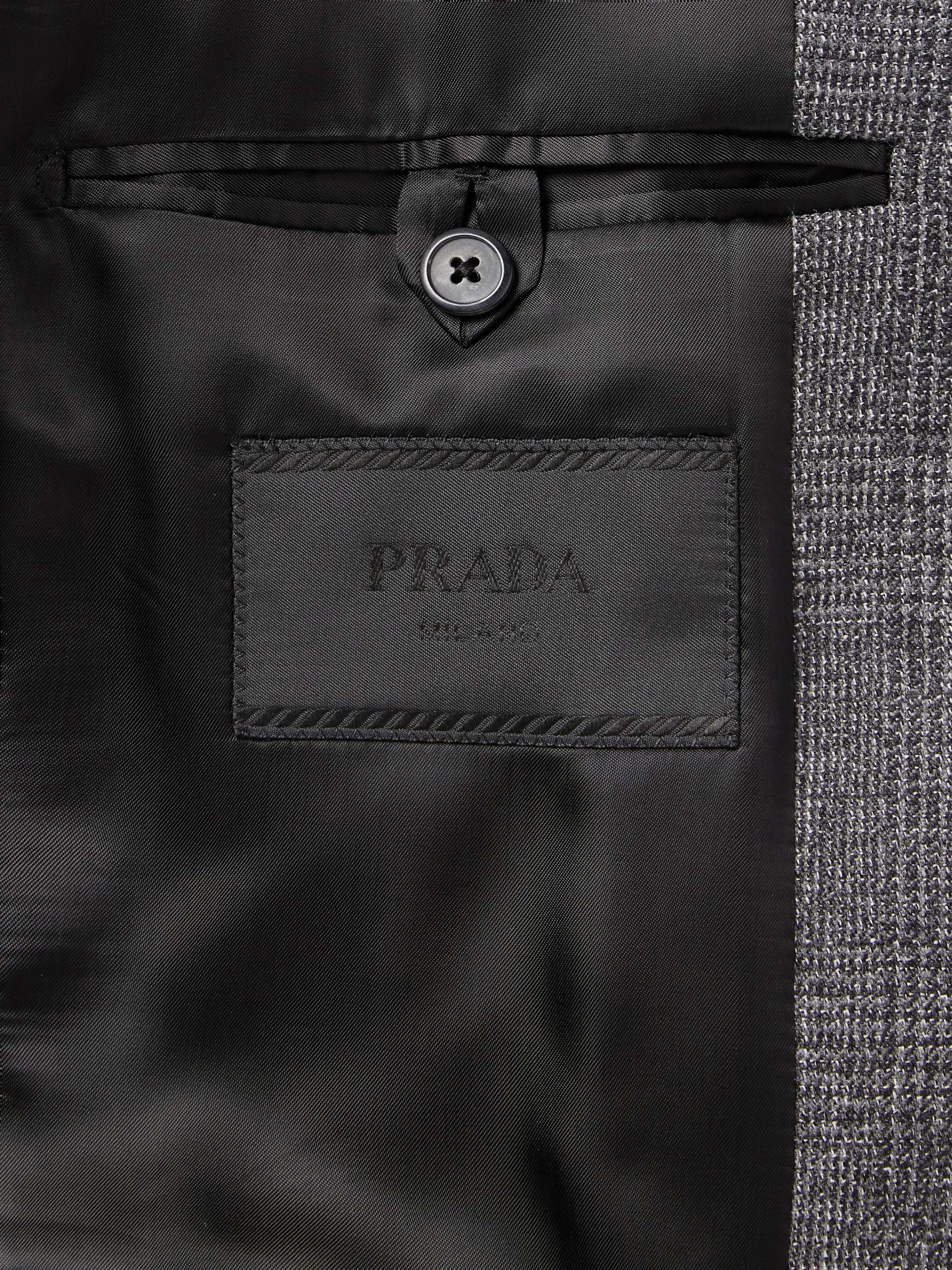 PRADA Grey Prince of Wales Checked Virgin Wool-Blend Suit Jacket