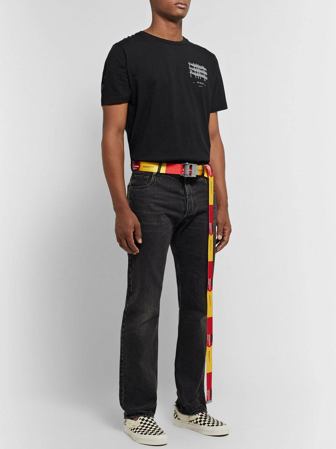 OFF-WHITE 3.5CM RED AND YELLOW 2.0 INDUSTRIAL LOGO-PRINT WEBBING BELT