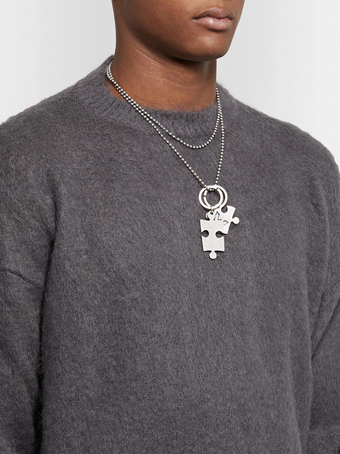 OFF-WHITE PUZZLE BURNISHED SILVER-TONE NECKLACE