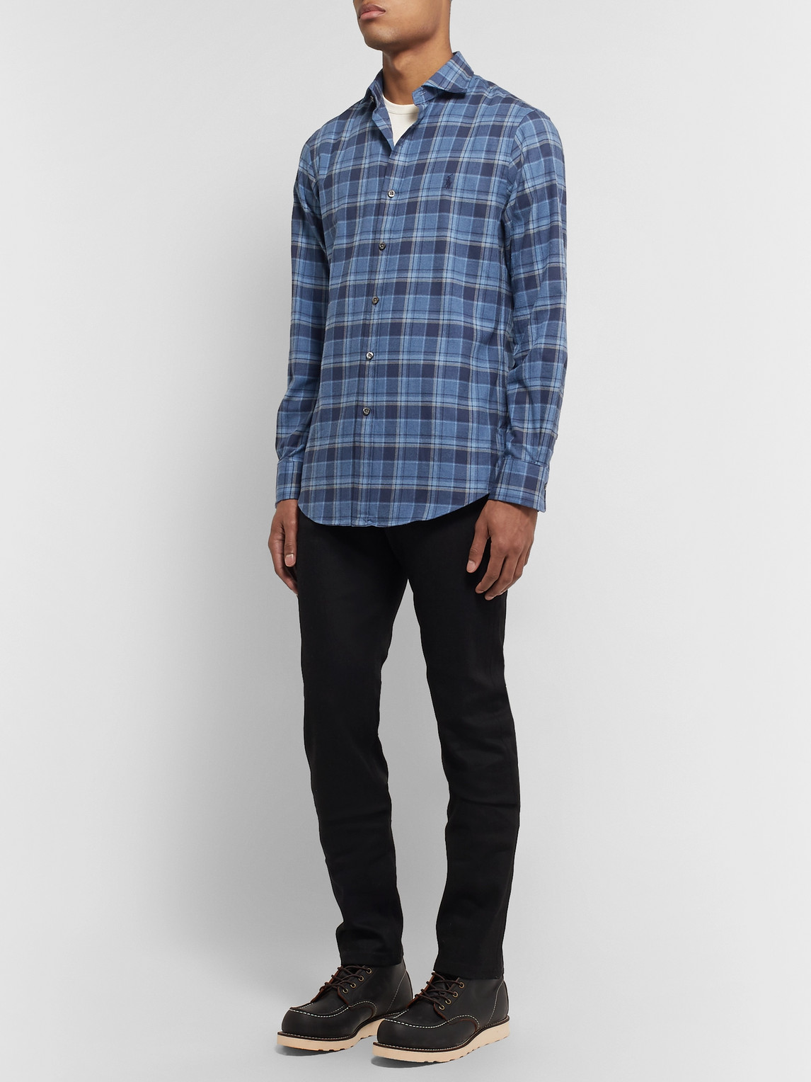 Polo Ralph Lauren Checked Cotton-flannel Shirt In Blue