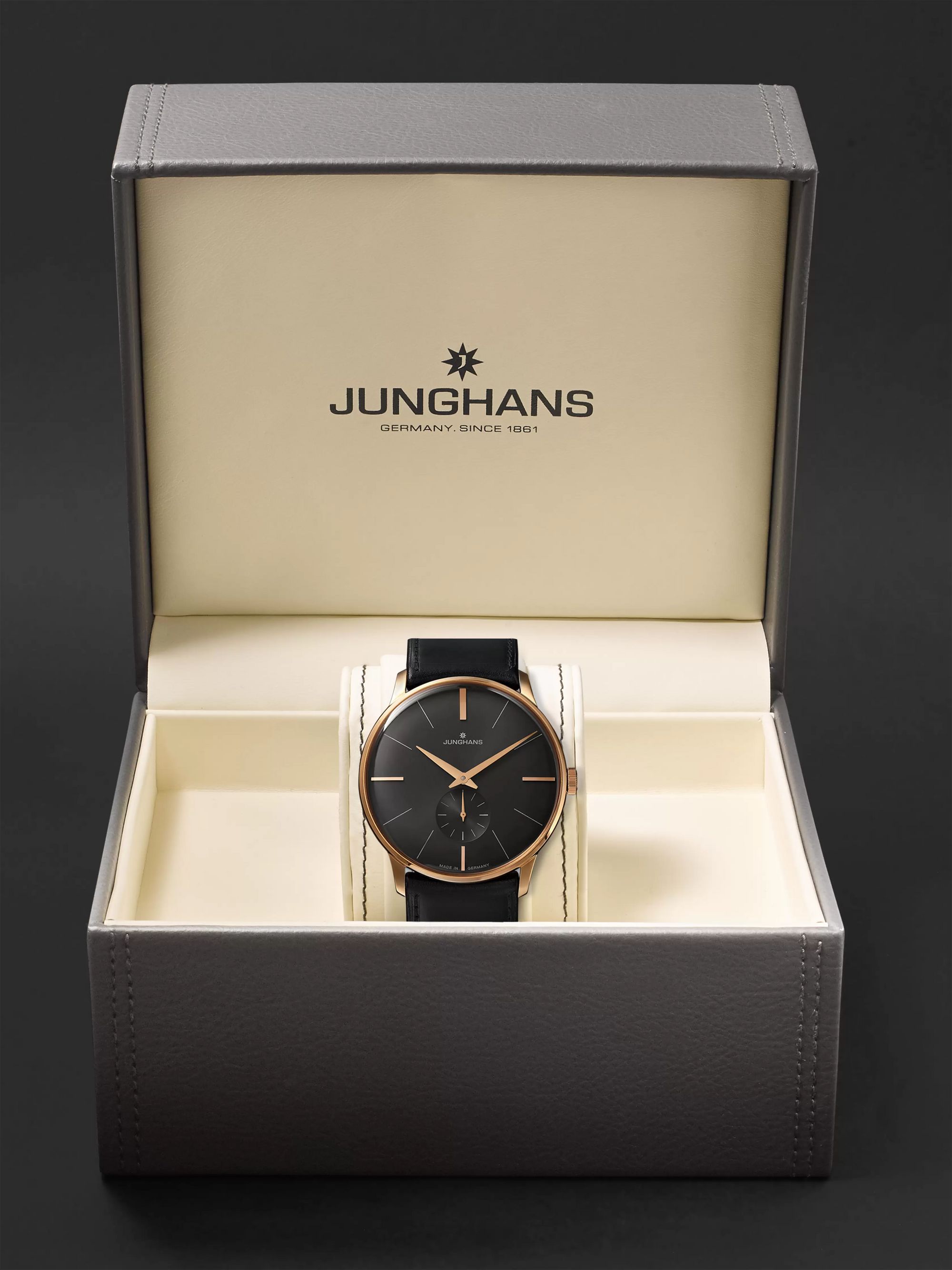 JUNGHANS Meister Handaufzug Hand-Wound 37.7mm Stainless Steel and Leather Watch, Ref. No. 027/5903.00