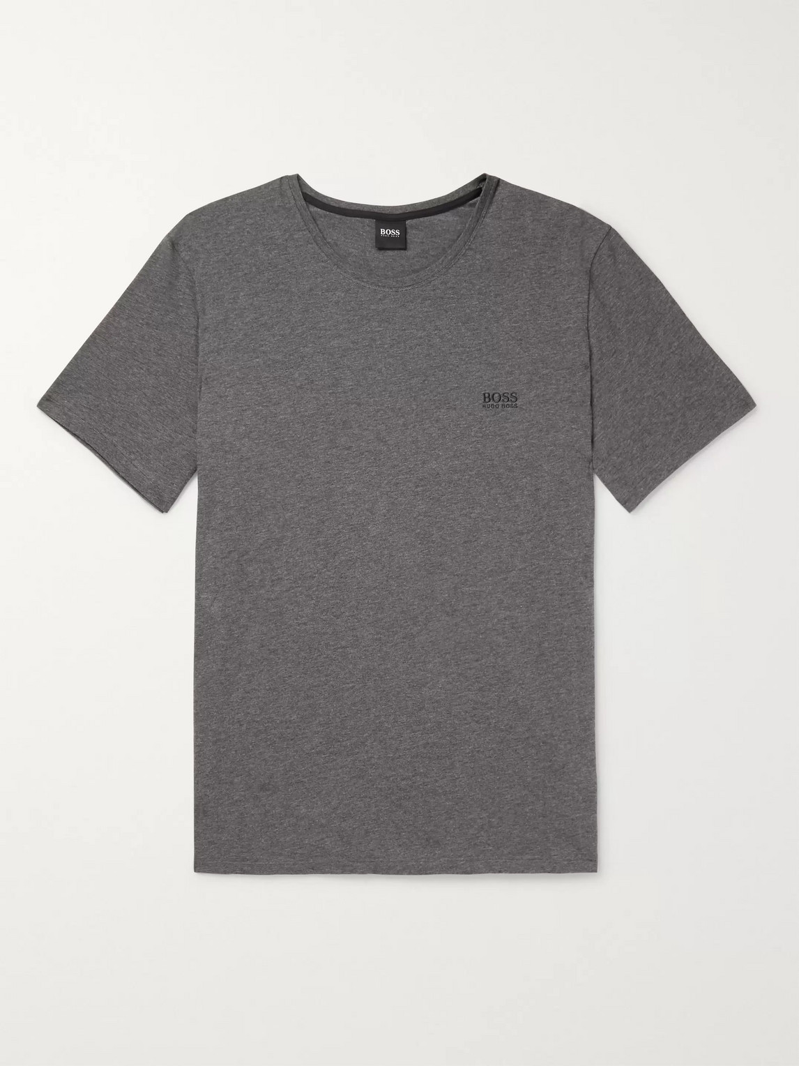Hugo Boss Logo-embroidered Stretch Cotton-jersey T-shirt In Grey