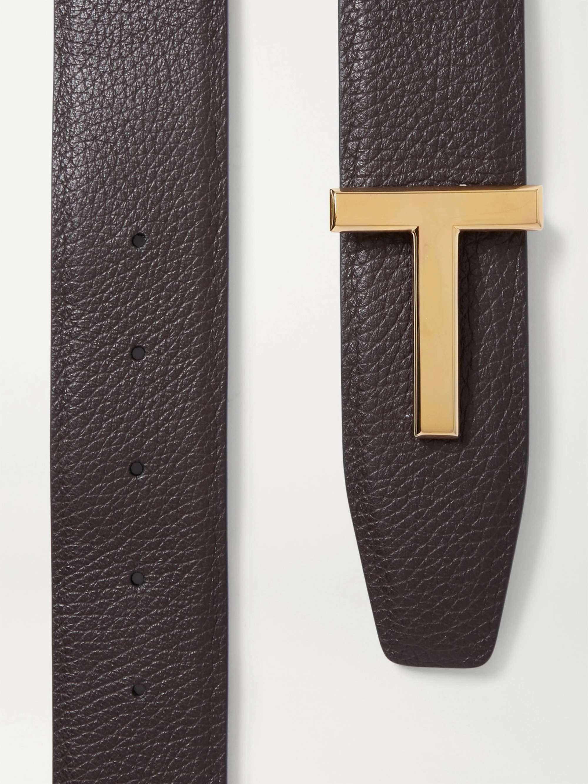 TOM FORD 4cm Black and Dark-Brown Reversible Full-Grain Leather Belt