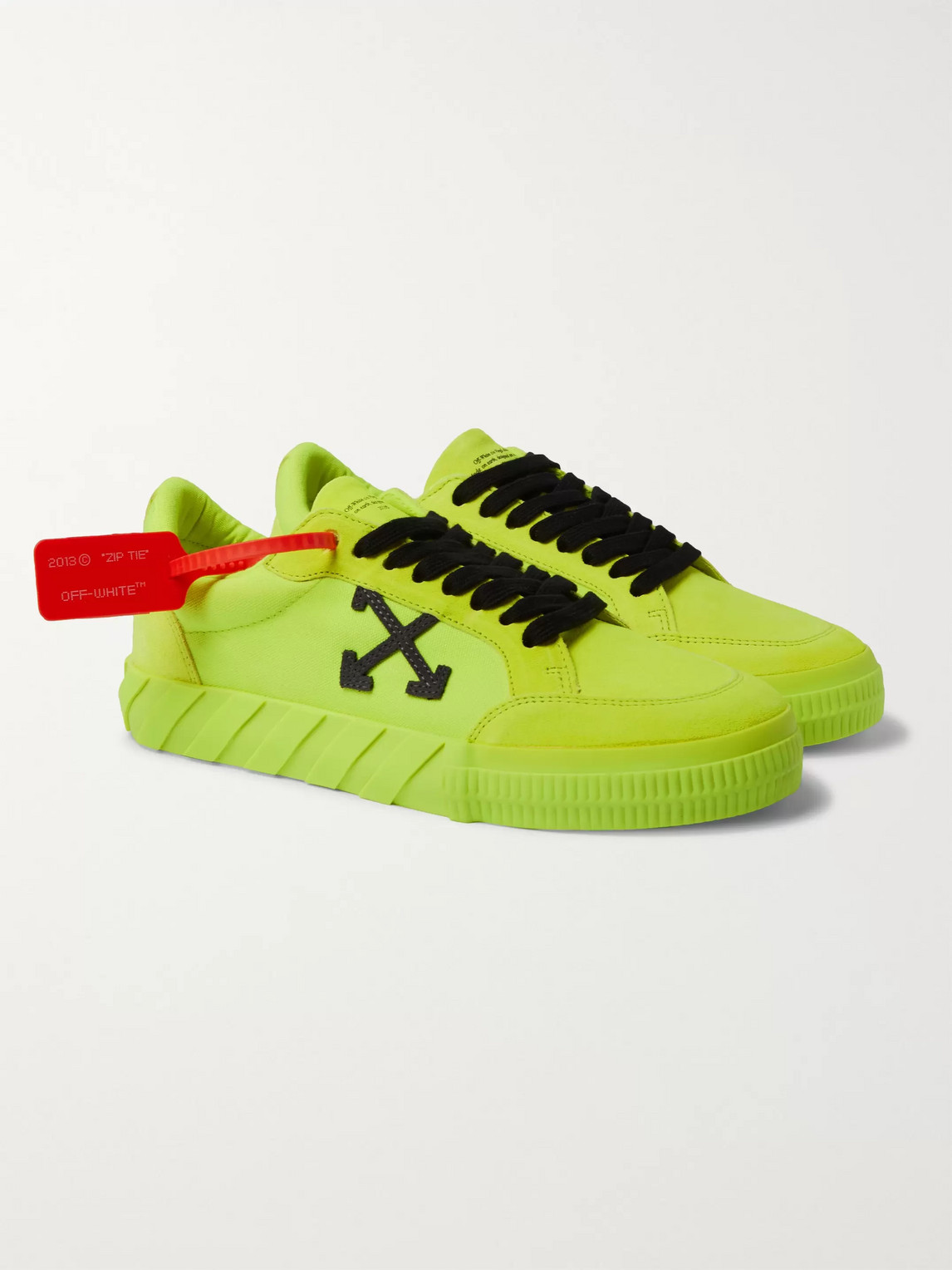 OFF-WHITE NEON CANVAS AND SUEDE SNEAKERS