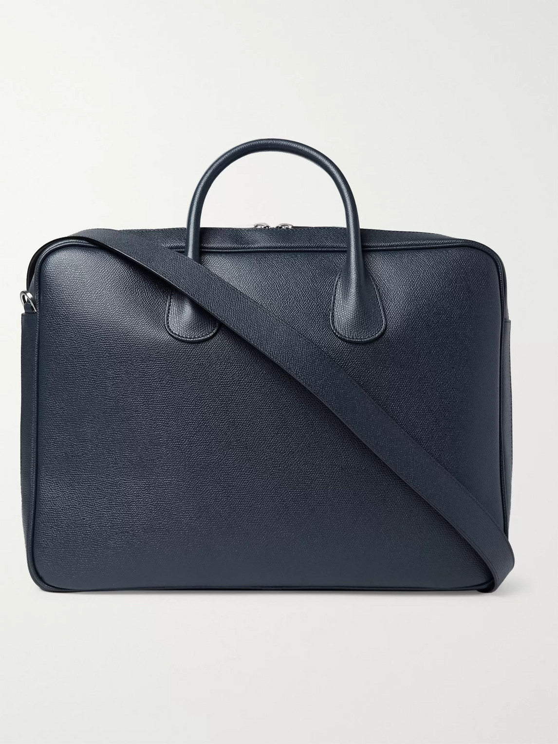 Valextra Pebble-grain Leather Briefcase In Blue