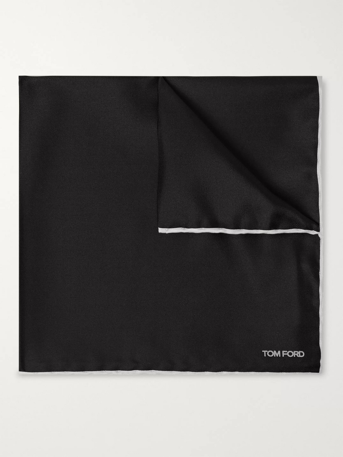 Tom Ford Contrast-tipped Silk-twill Pocket Square In Blue