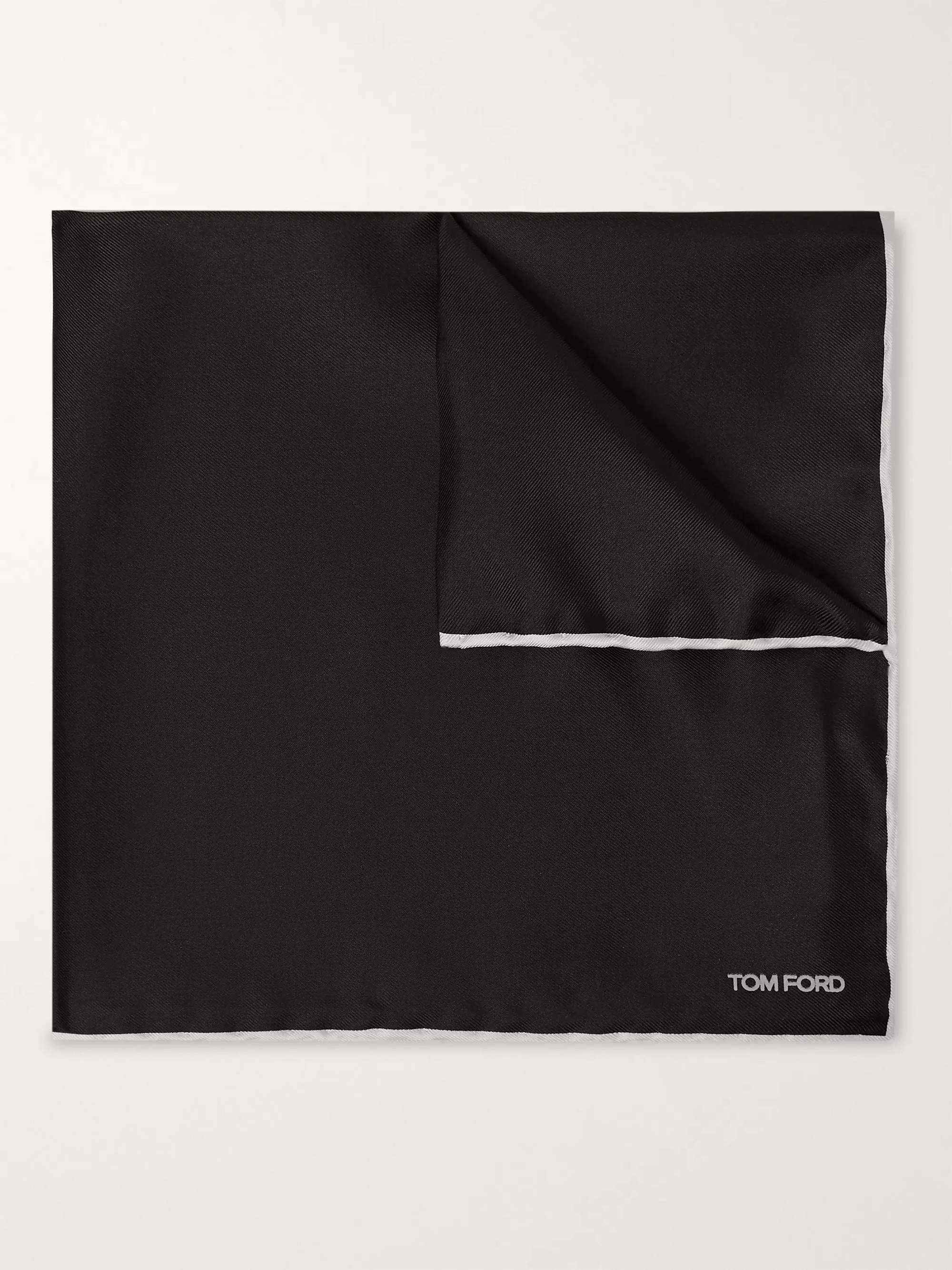 TOM FORD Contrast-Tipped Silk-Twill Pocket Square