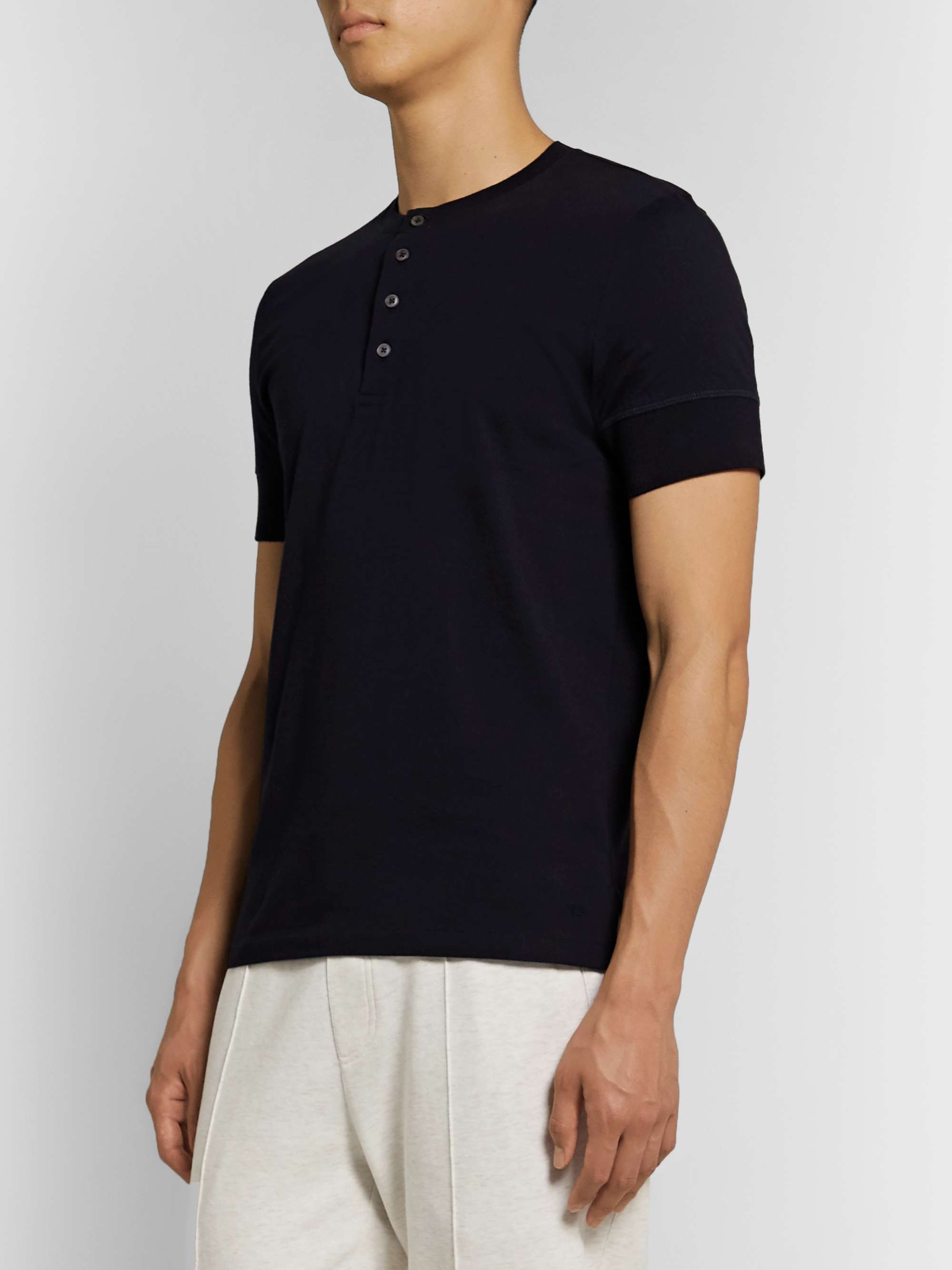 TOM FORD Slim-Fit Cotton-Jersey Henley T-Shirt