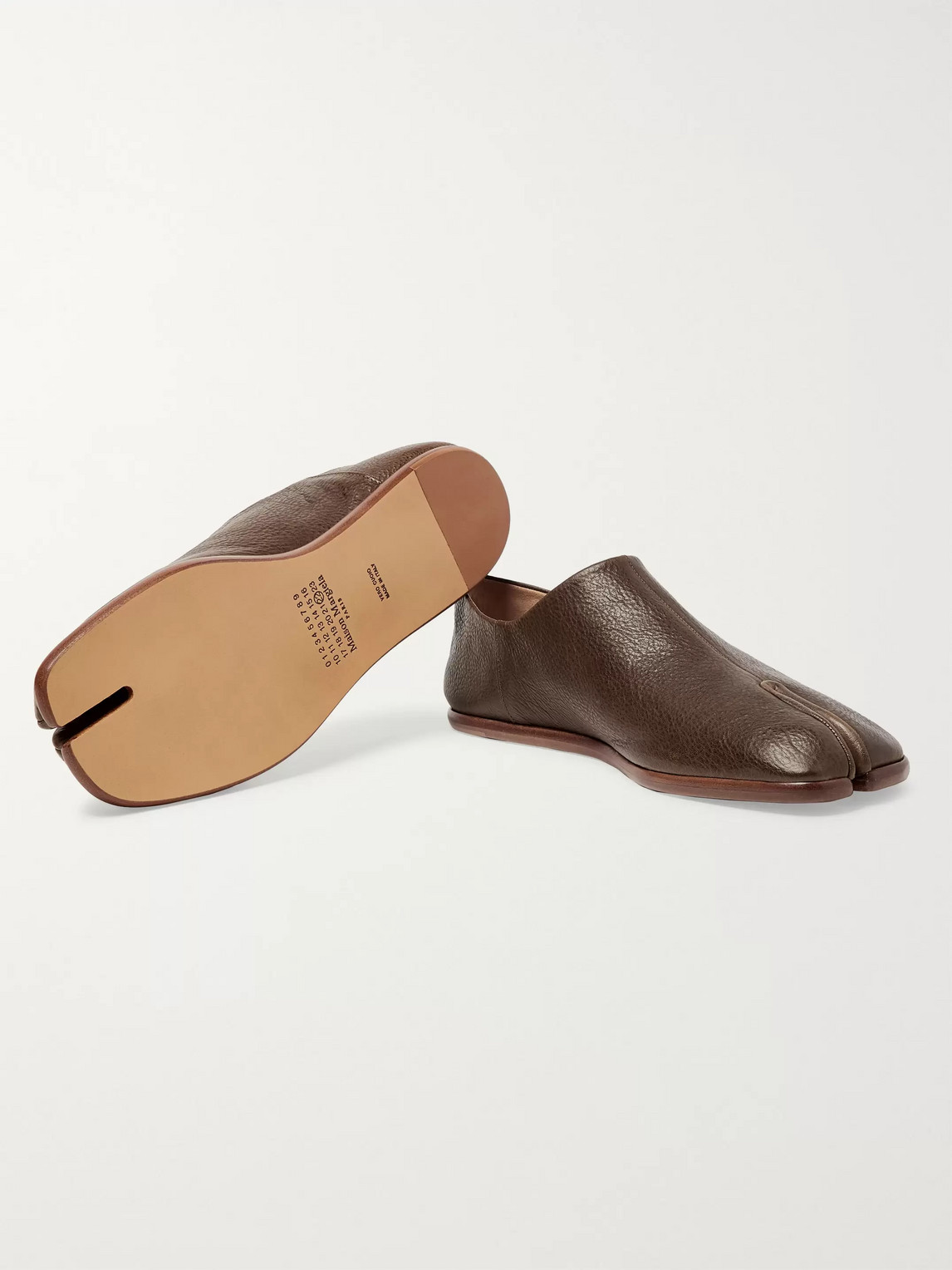 Shop Maison Margiela Tabi Split-toe Full-grain Leather Collapsible-heel Loafers In Green