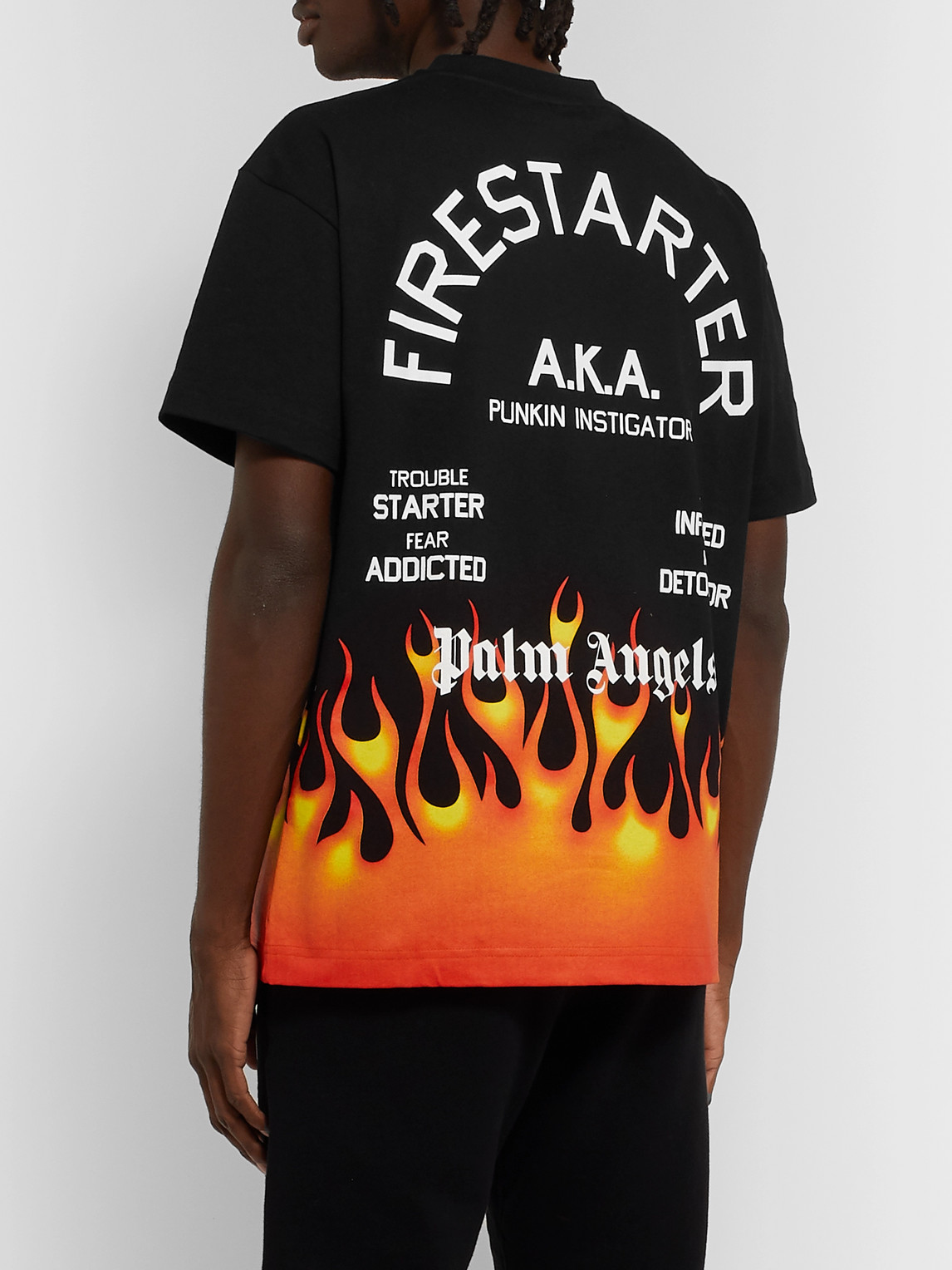 Shop Palm Angels Printed Cotton-jersey T-shirt In Black