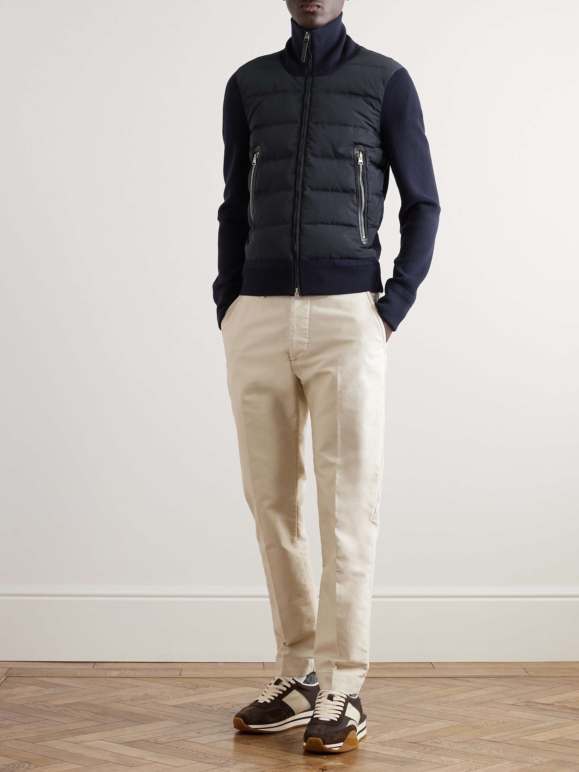 TOM FORD Slim-Fit Panelled Ribbed Wool and Quilted Shell Down Jacket
