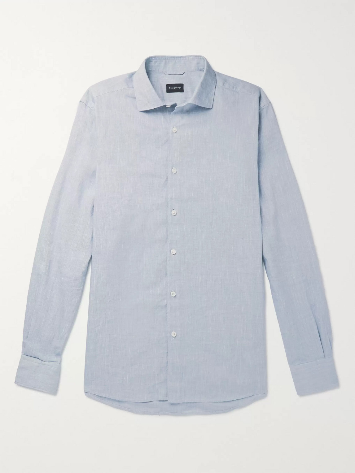 Ermenegildo Zegna Slub Linen And Cotton-blend Shirt In Blue