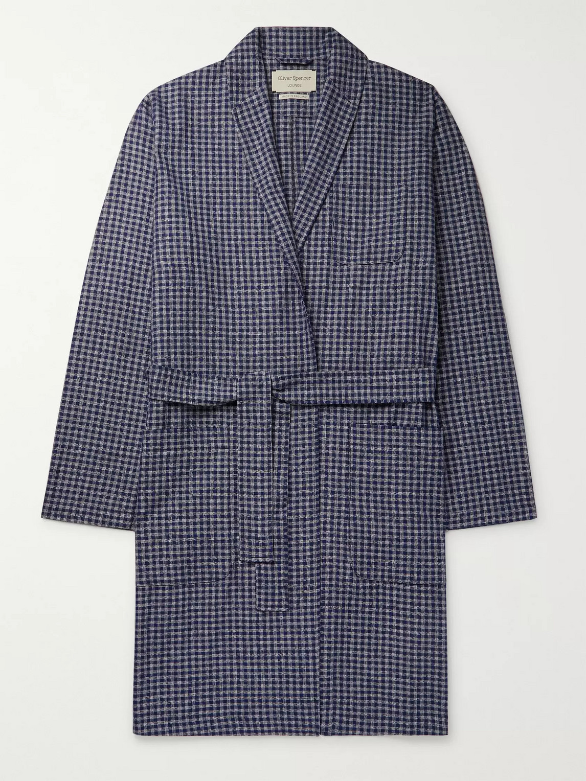 Oliver Spencer Loungewear Cannington Gingham Cotton Robe In Blue