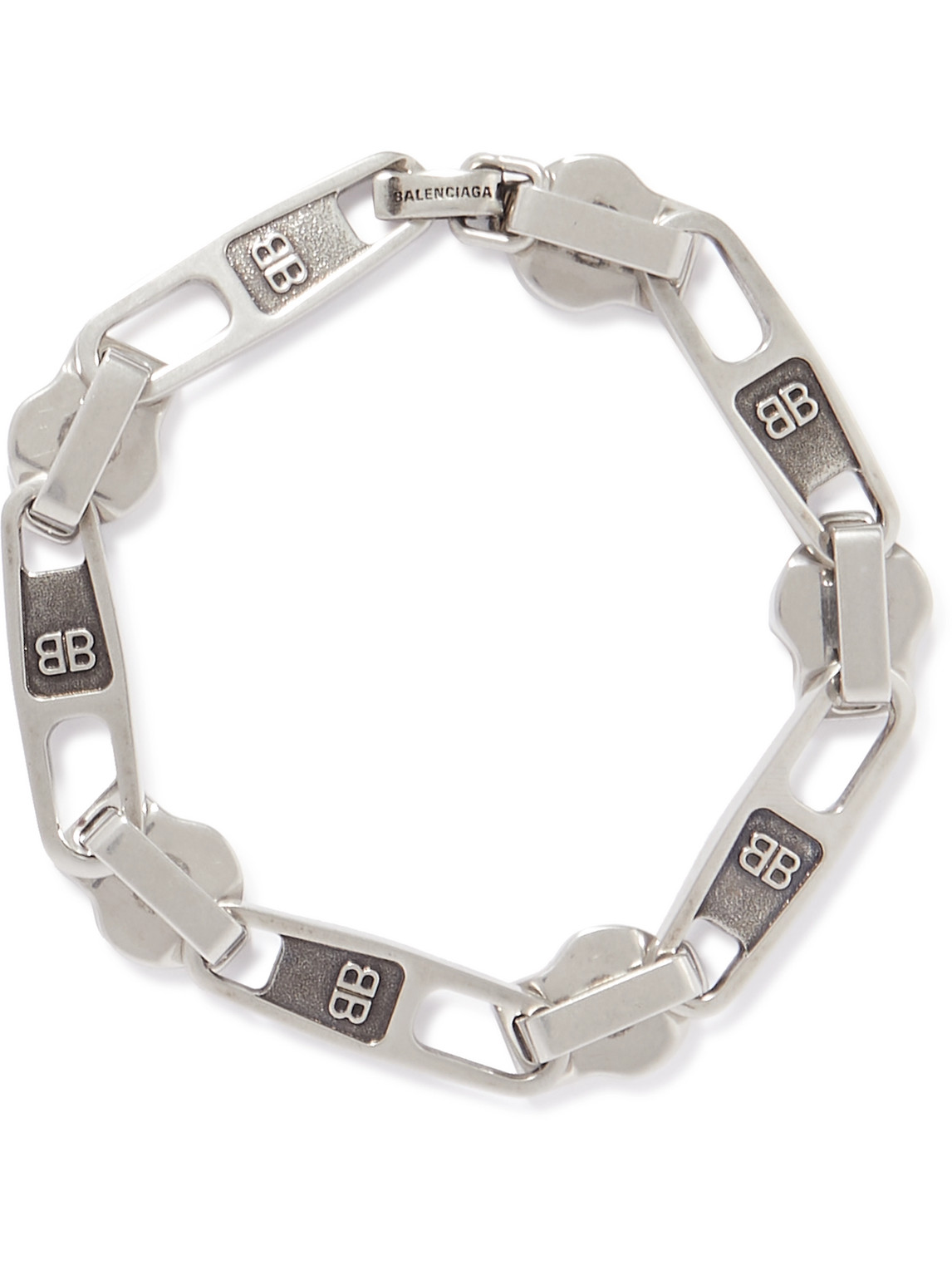 Balenciaga Logo-embossed Silver-tone Bracelet