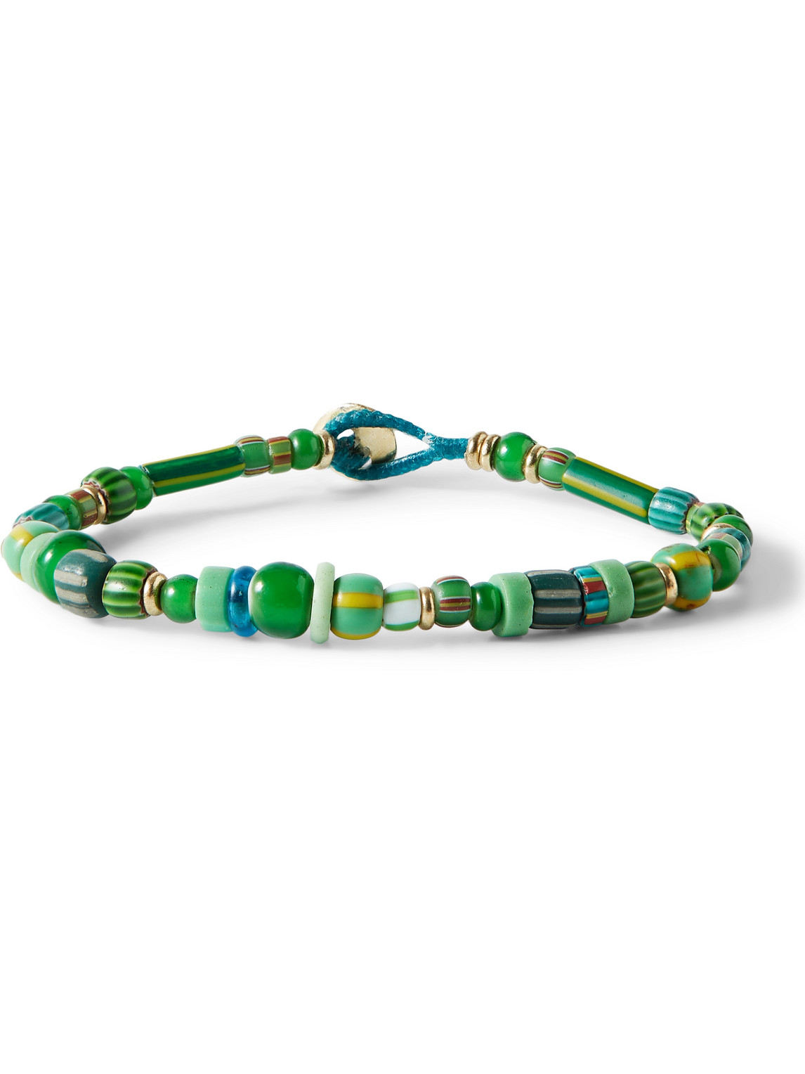 Mikia Multi-stone And Gold-tone Beaded Bracelet In Green