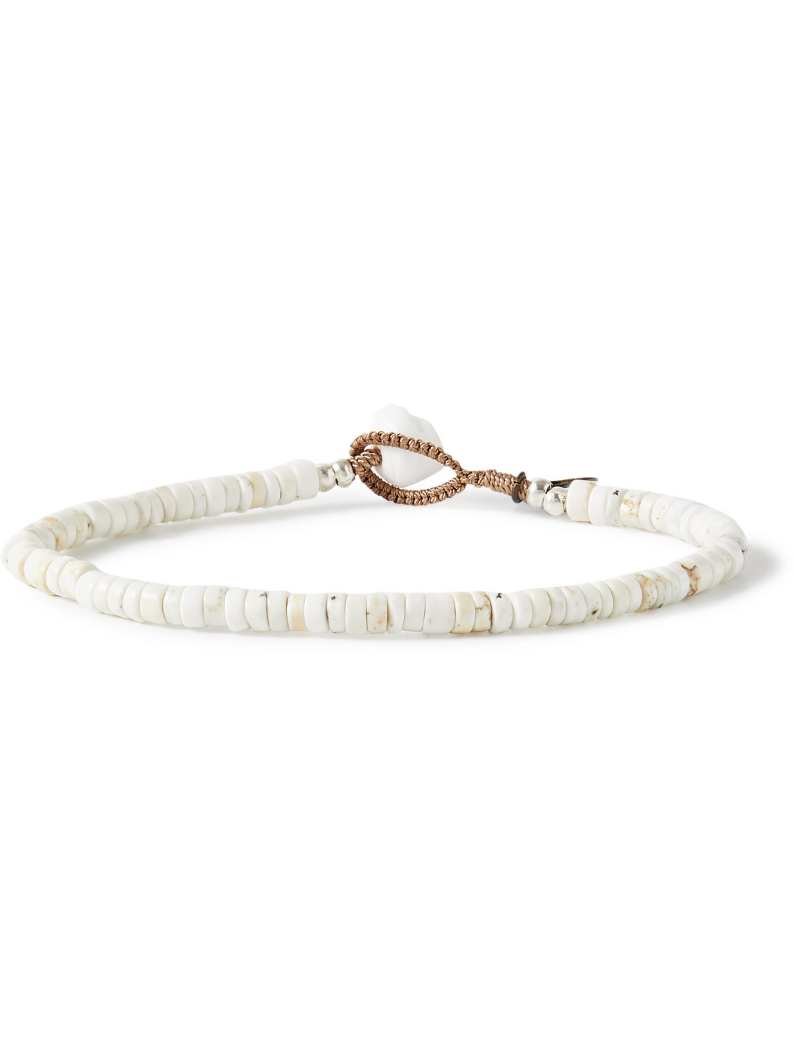 Mikia Magnesite And Silver-tone Beaded Bracelet In White