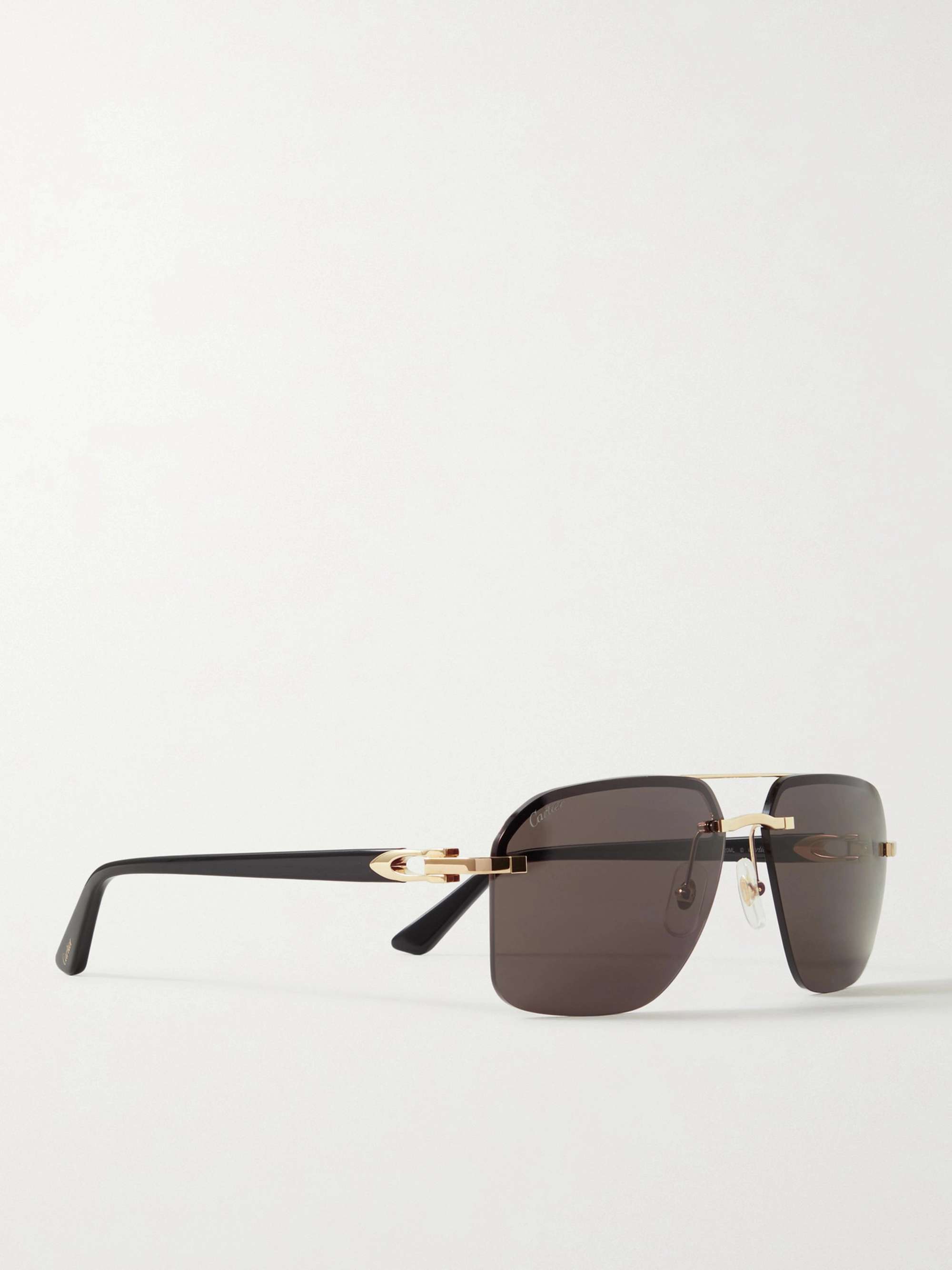 CARTIER EYEWEAR Décor C Aviator-Style Gold-Tone and Acetate Sunglasses