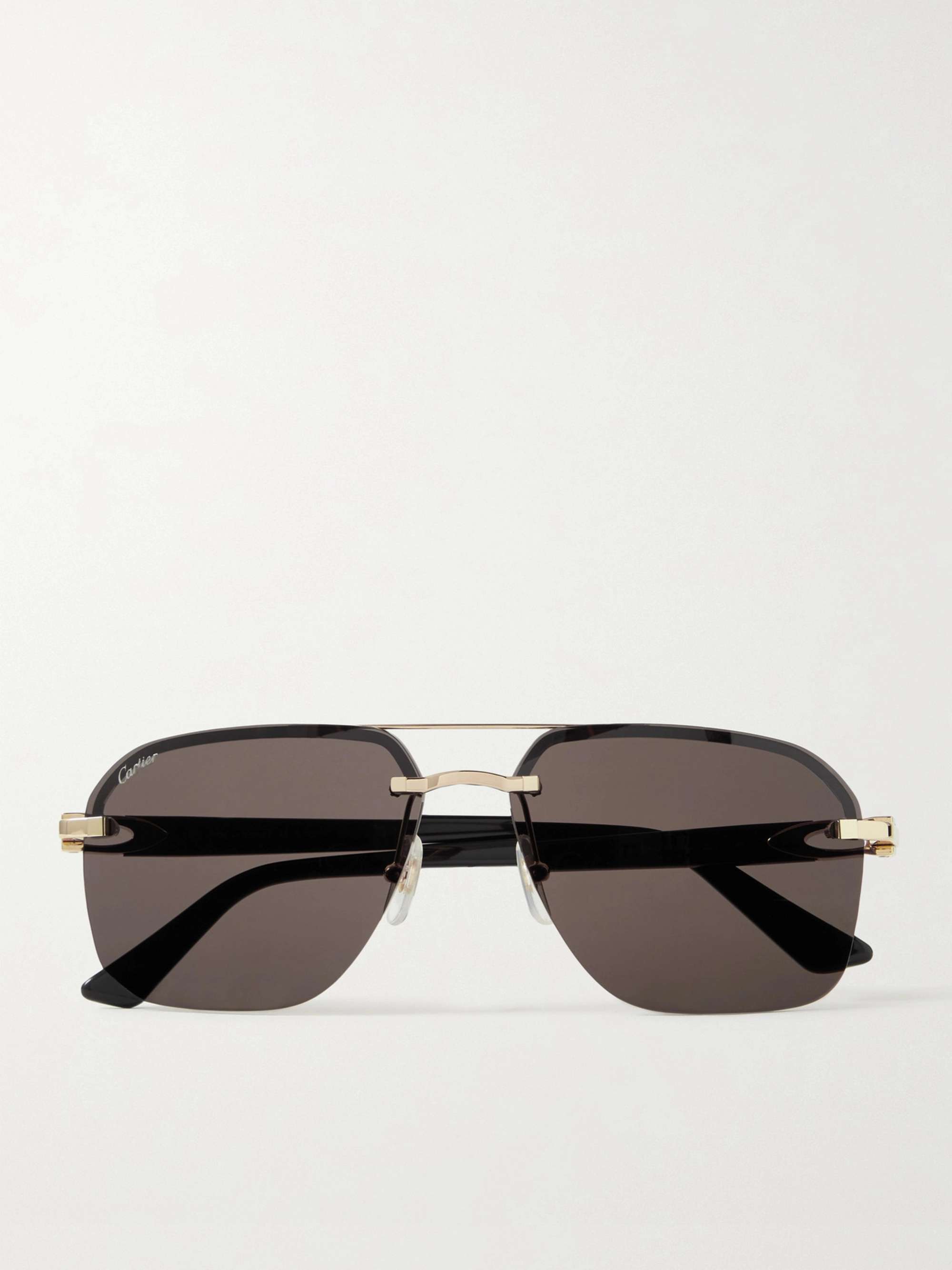 CARTIER EYEWEAR Décor C Aviator-Style Gold-Tone and Acetate Sunglasses