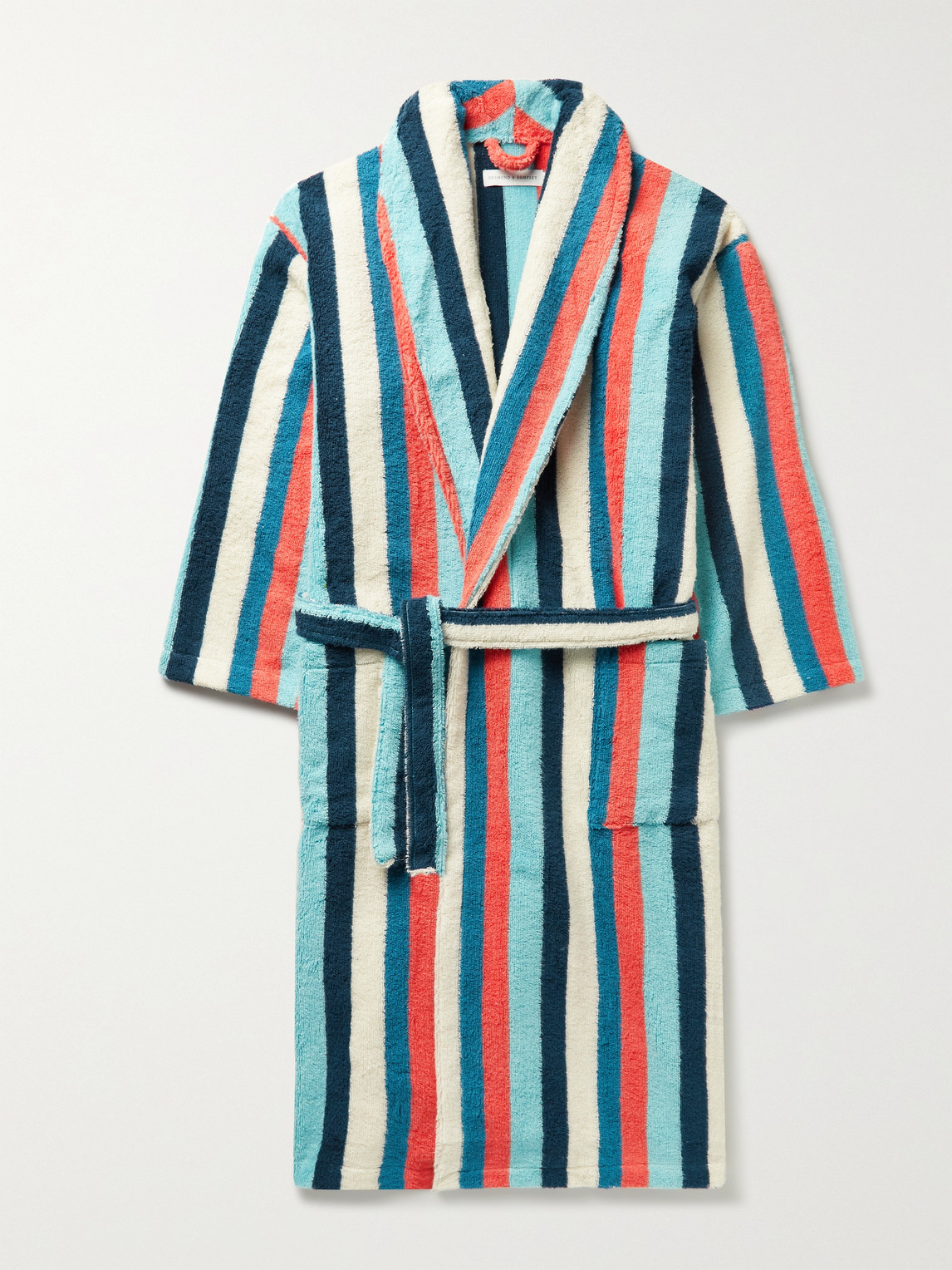 Desmond & Dempsey Medina Striped Cotton-terry Robe In Multi