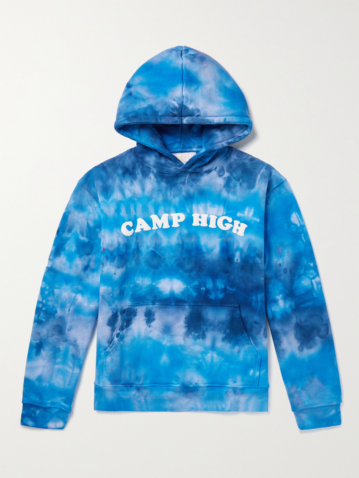Camp High Santa Monica Tie-dyed Cotton-jersey Hoodie In Blue