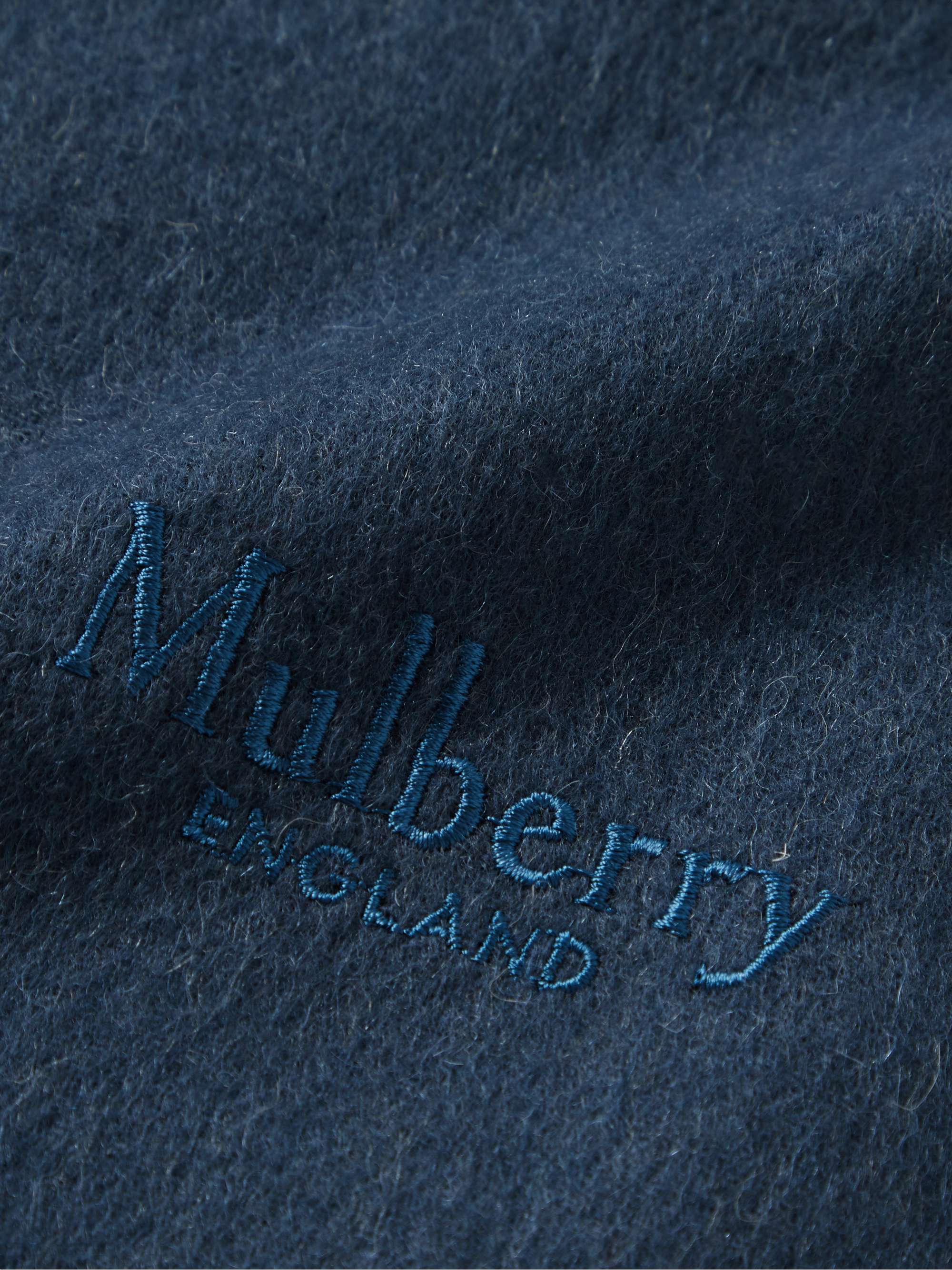 MULBERRY Logo-Embroidered Fringed Lambswool Scarf