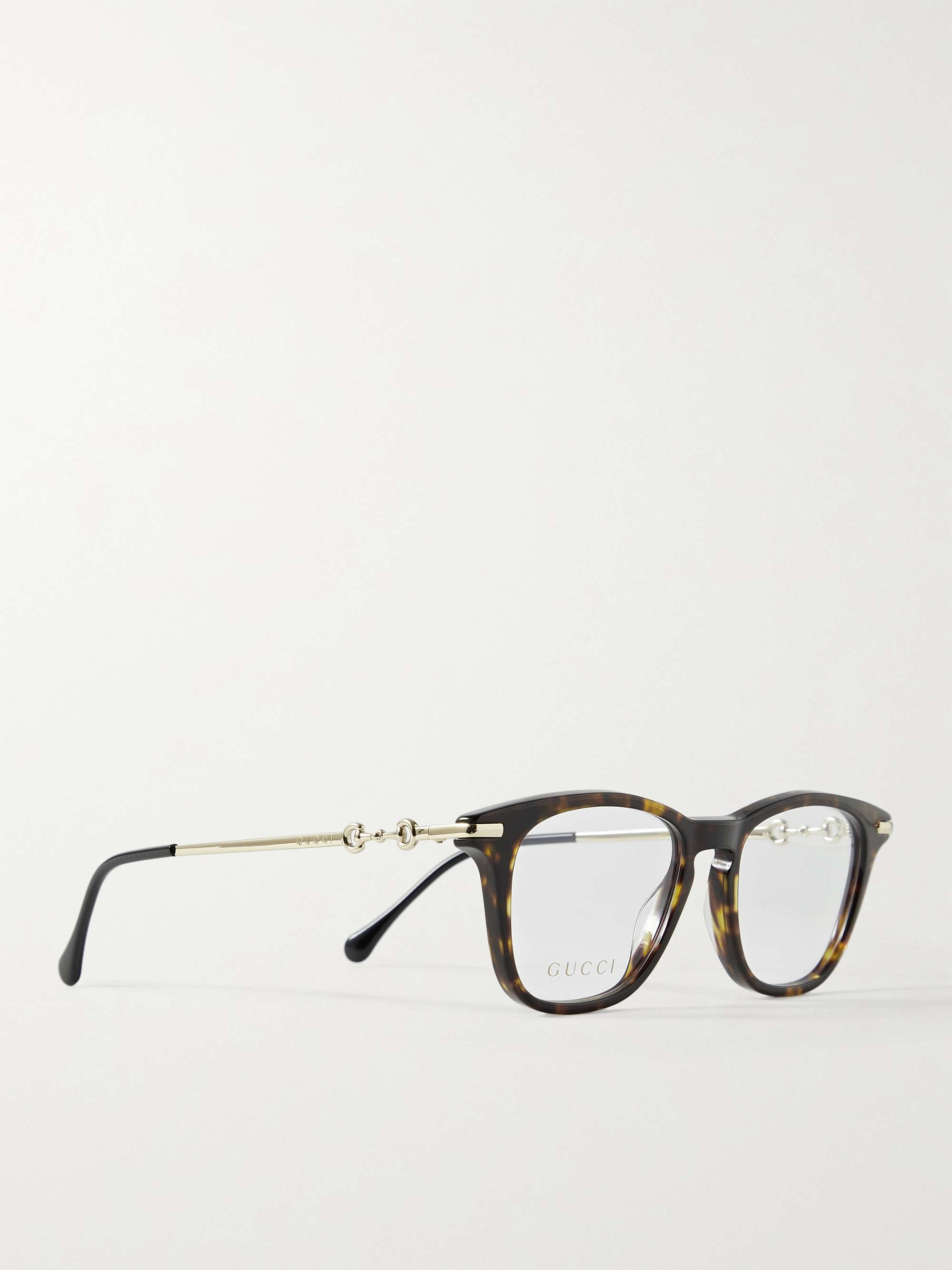 GUCCI EYEWEAR Square-Frame Tortoiseshell Acetate and Gold-Tone Optical Glasses