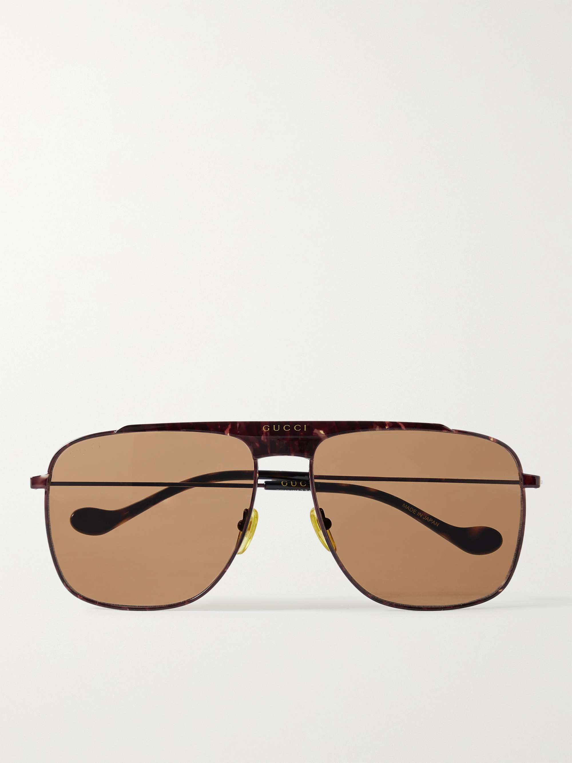 GUCCI EYEWEAR Aviator-Style Tortoiseshell Metal Sunglasses