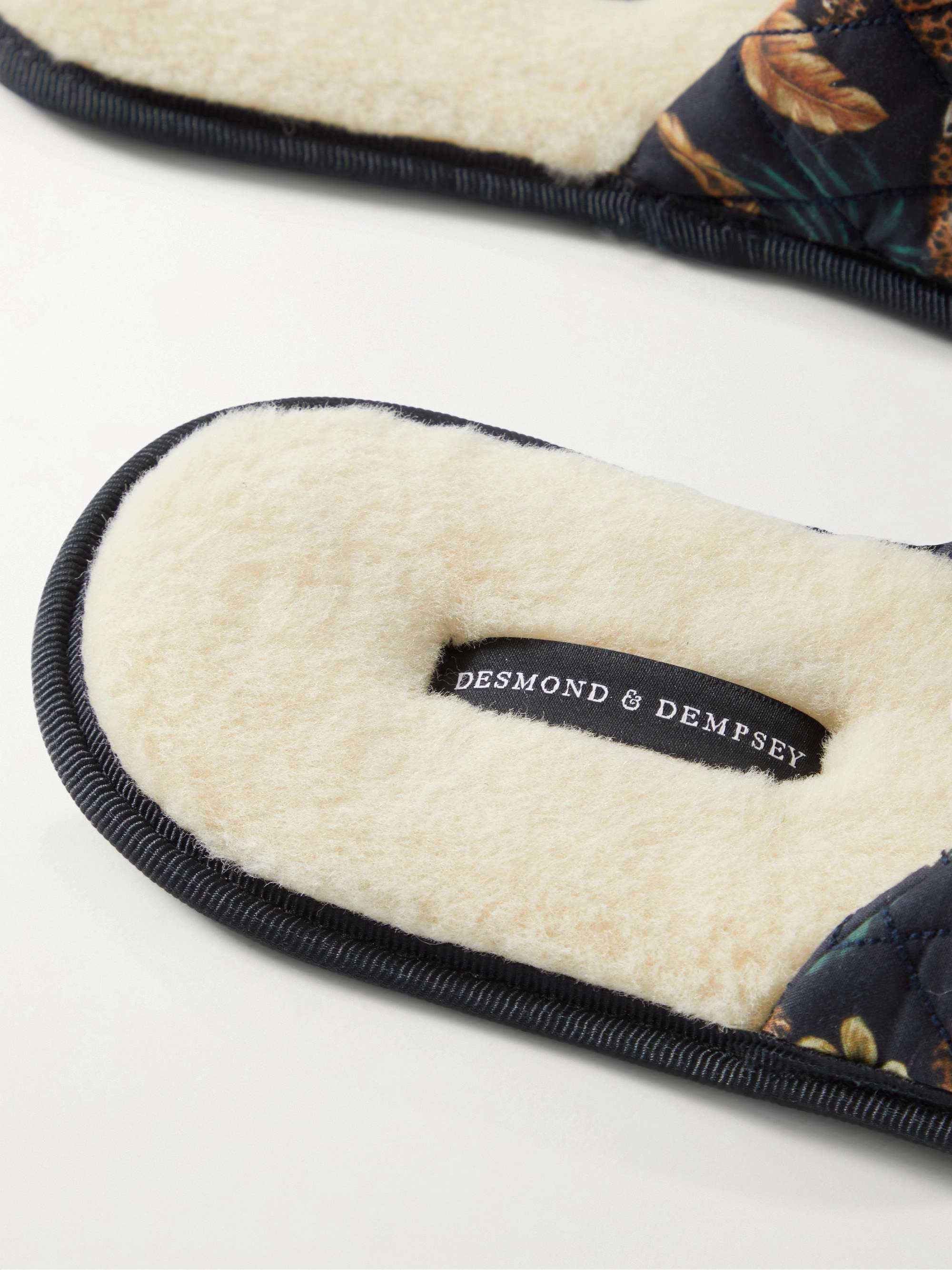 DESMOND & DEMPSEY Printed Quilted Cotton Slippers