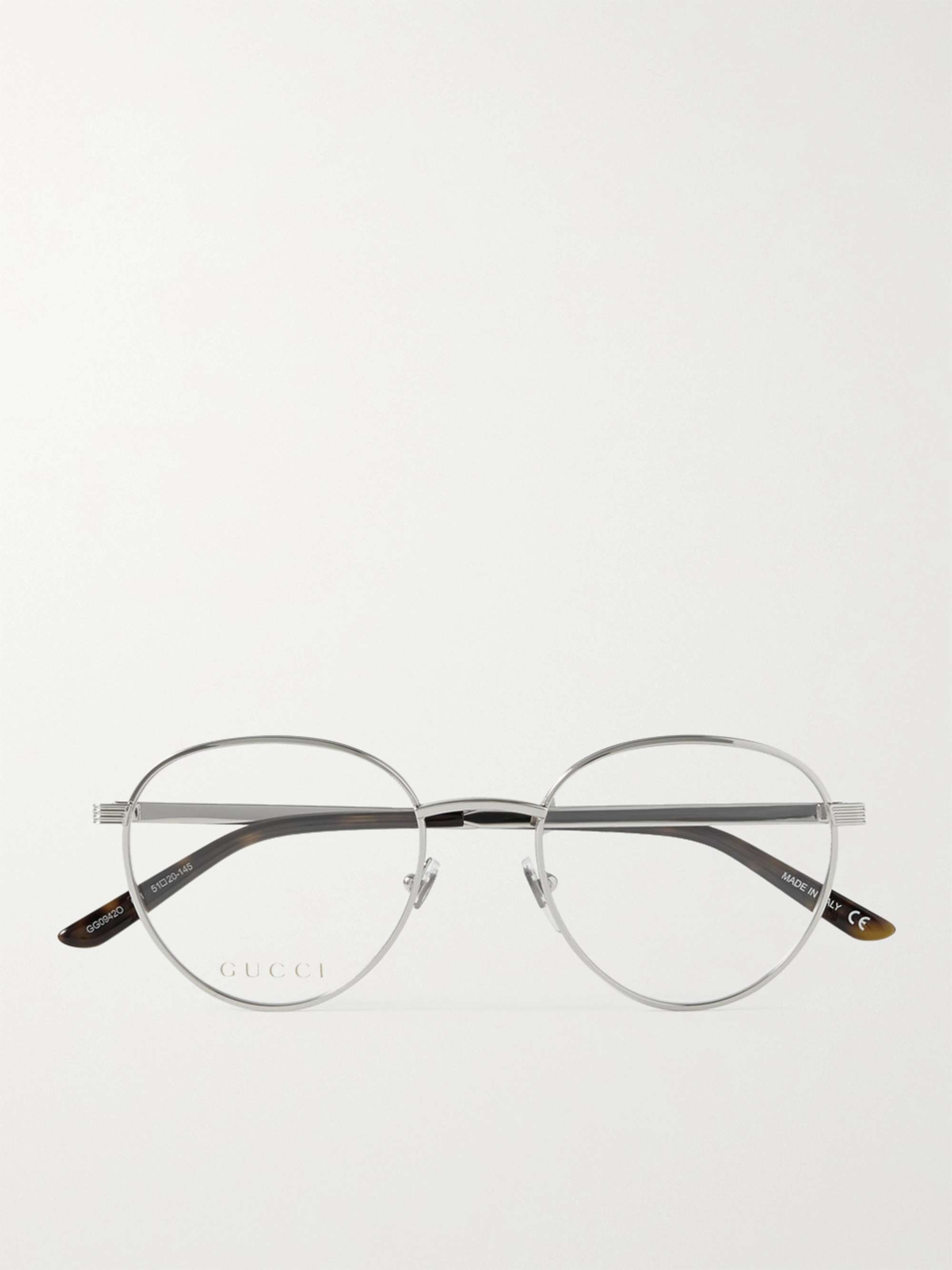 GUCCI EYEWEAR Round-Frame Silver-Tone Optical Glasses