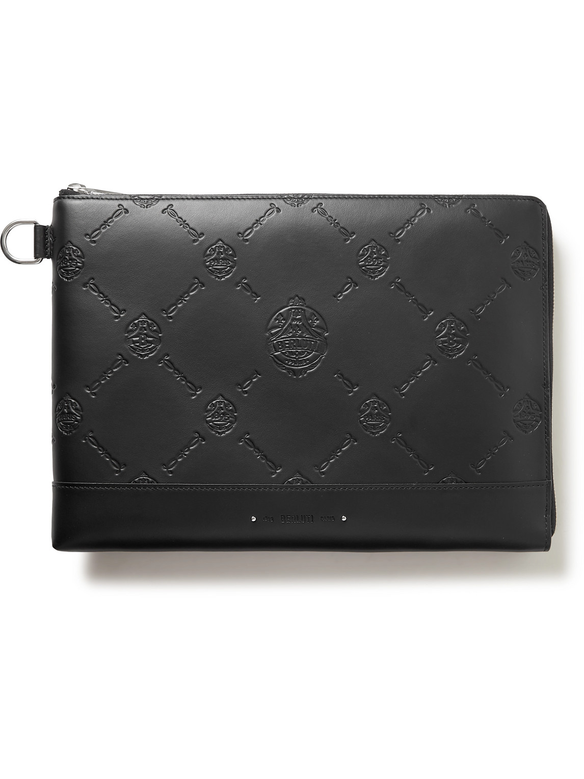 Berluti Logo-embossed Leather Pouch In Black