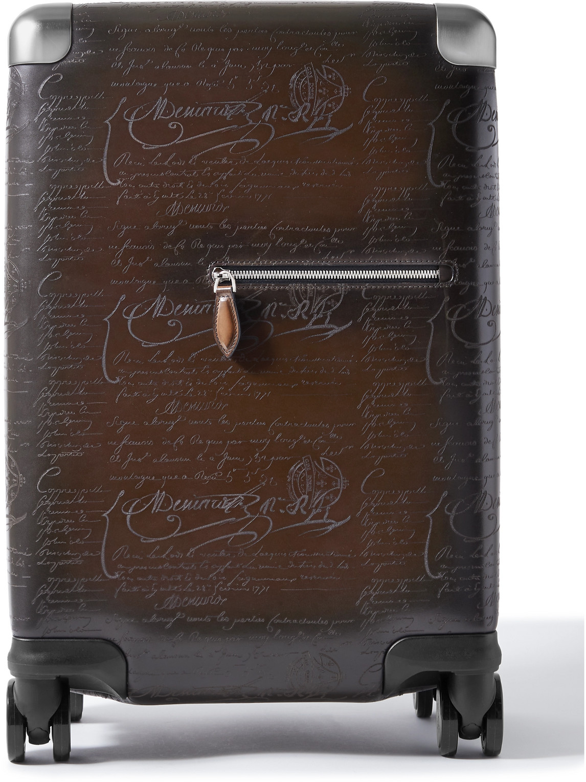 Berluti Scritto Venezia Leather Carry-on Suitcase In Brown