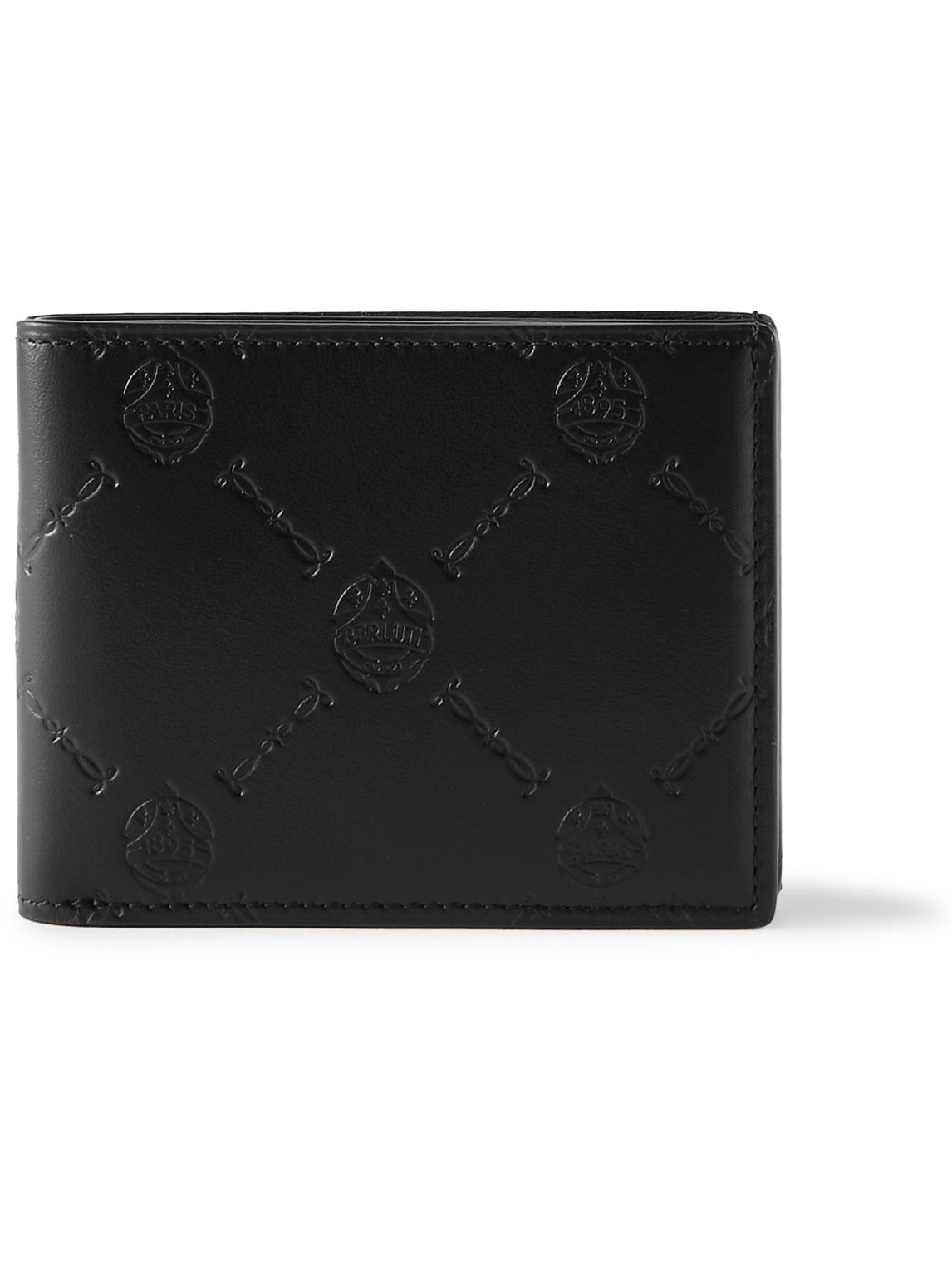 Berluti Logo-dembossed Leather Billfold Wallet In Black