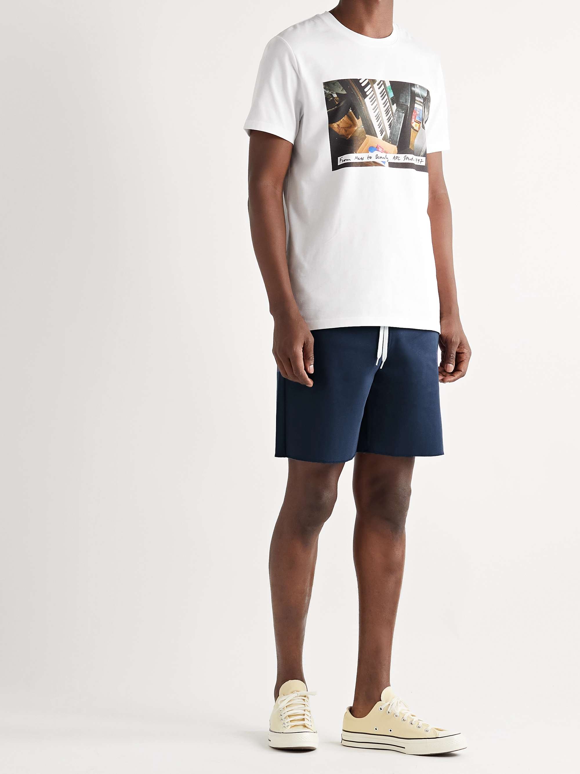 A.P.C. Logo-Embroidered Cotton-Jersey Drawstring Shorts