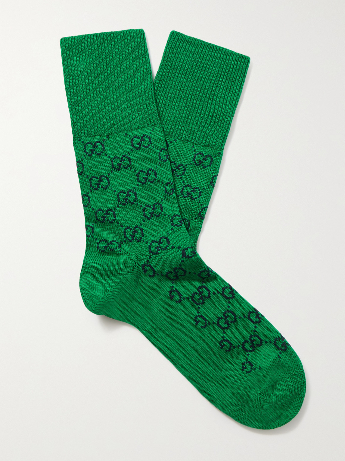 Gucci Logo-jacquard Cotton-blend Socks In Green