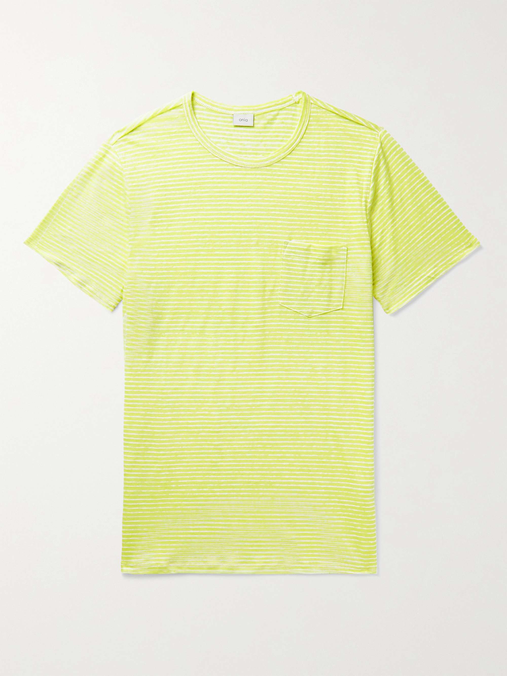 ONIA Chad Striped Linen T-Shirt