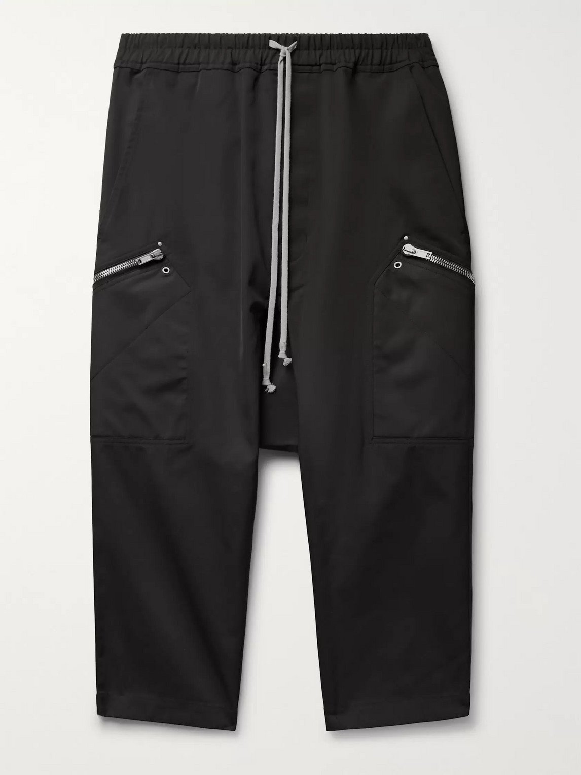 RICK OWENS CROPPED TWILL DRAWSTRING TROUSERS