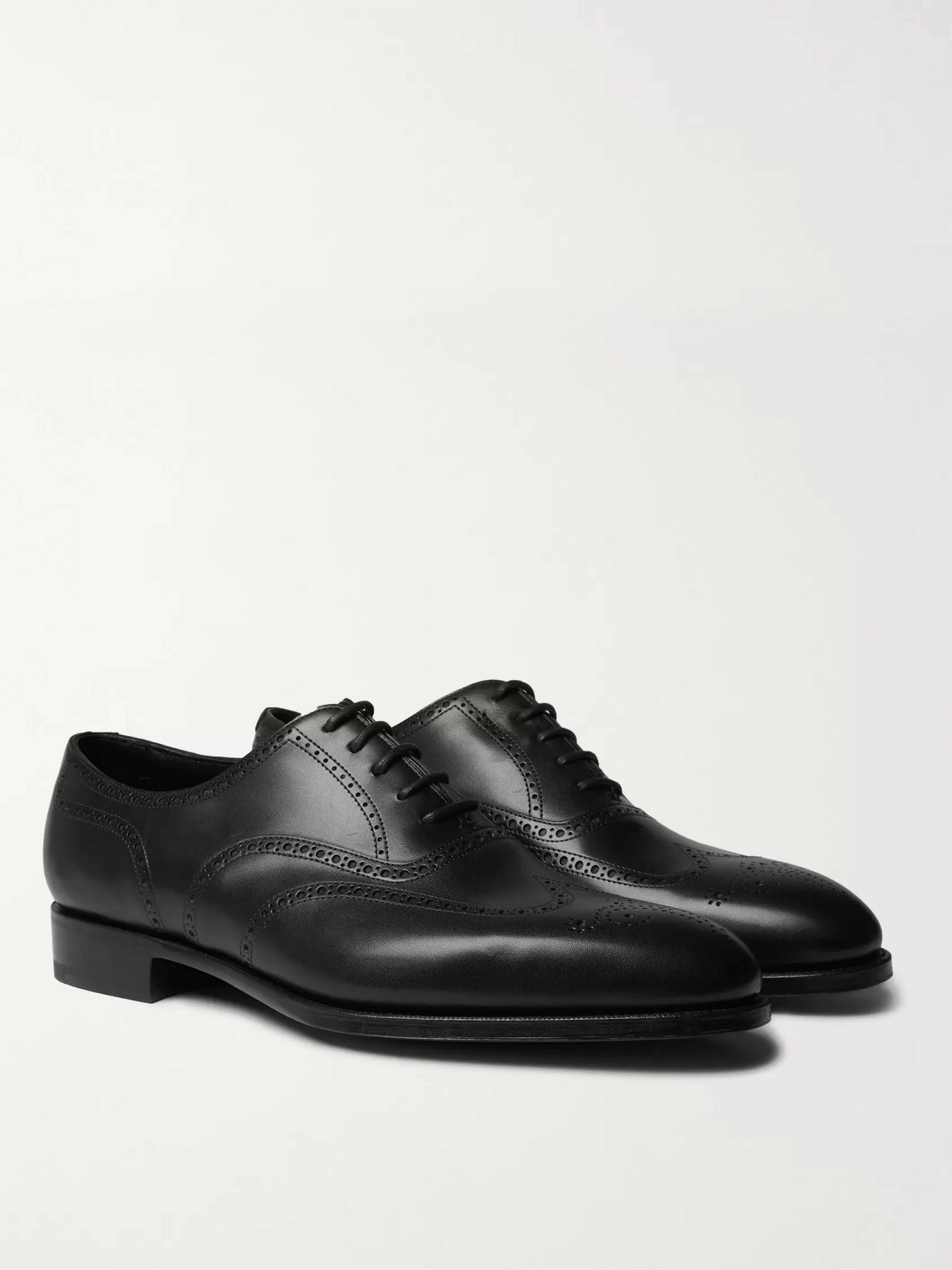 Edward Green Inverness Leather Wingtip Brogues In Black