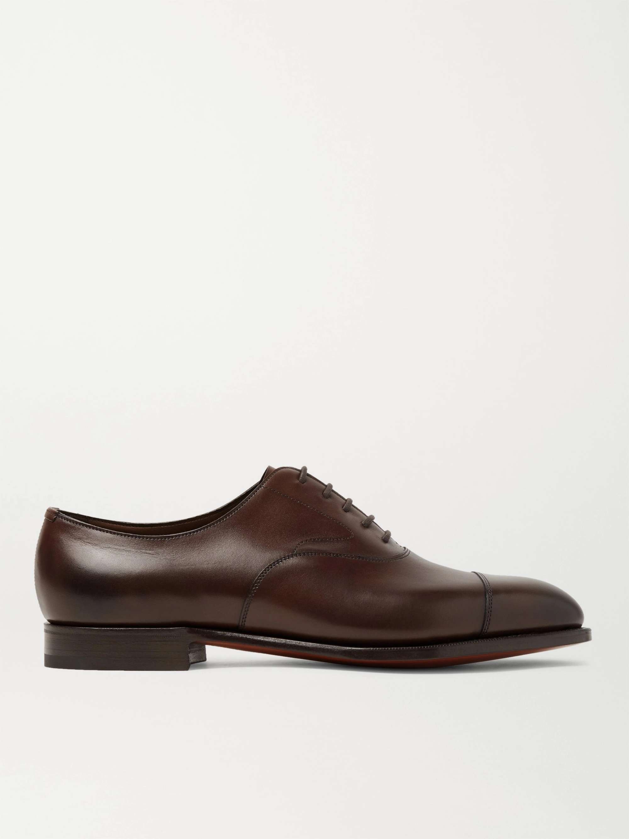 EDWARD GREEN Chelsea Cap-Toe Burnished-Leather Oxford Shoes
