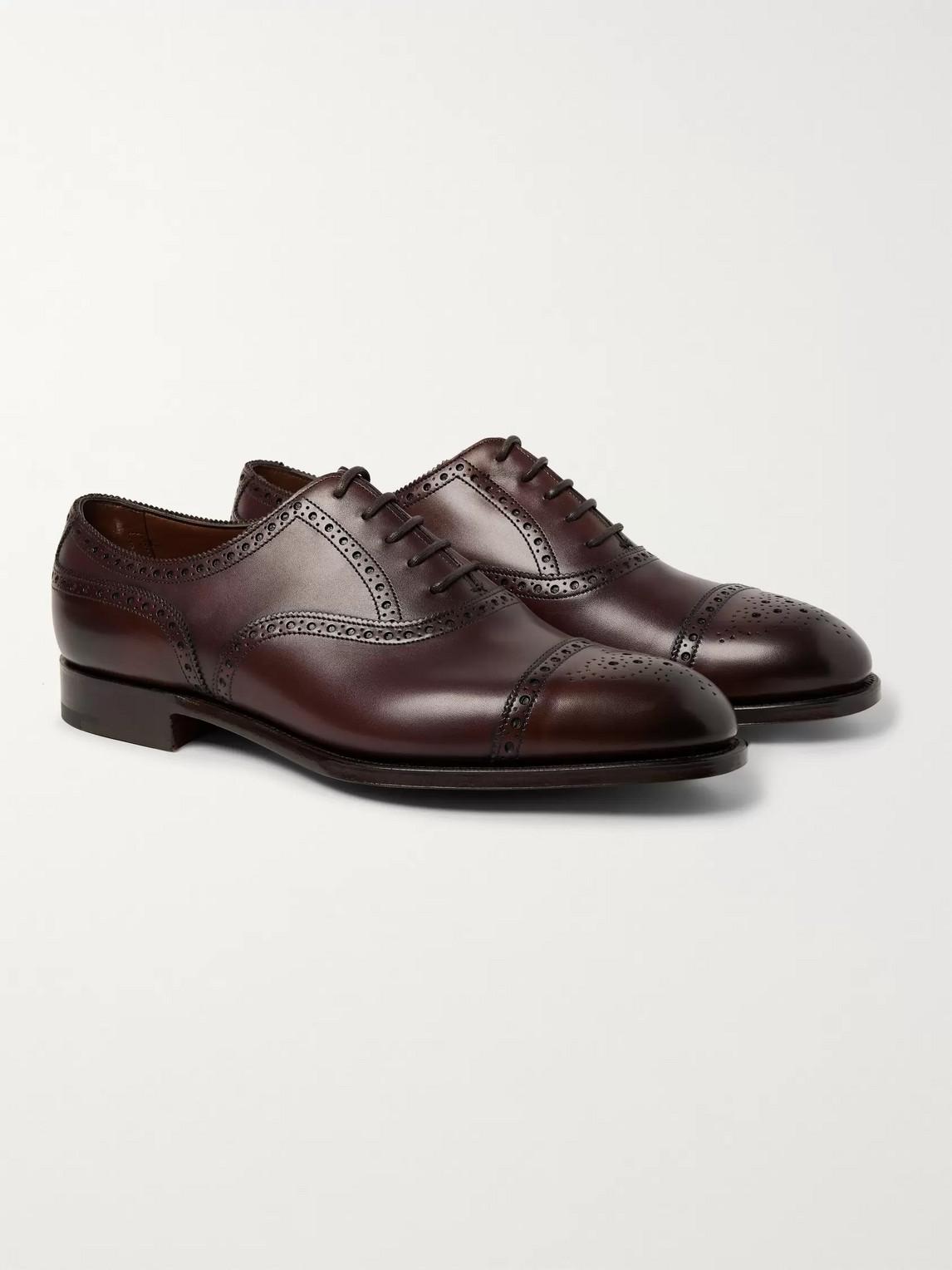 Edward Green Cadogan Burnished-leather Brogues In Brown