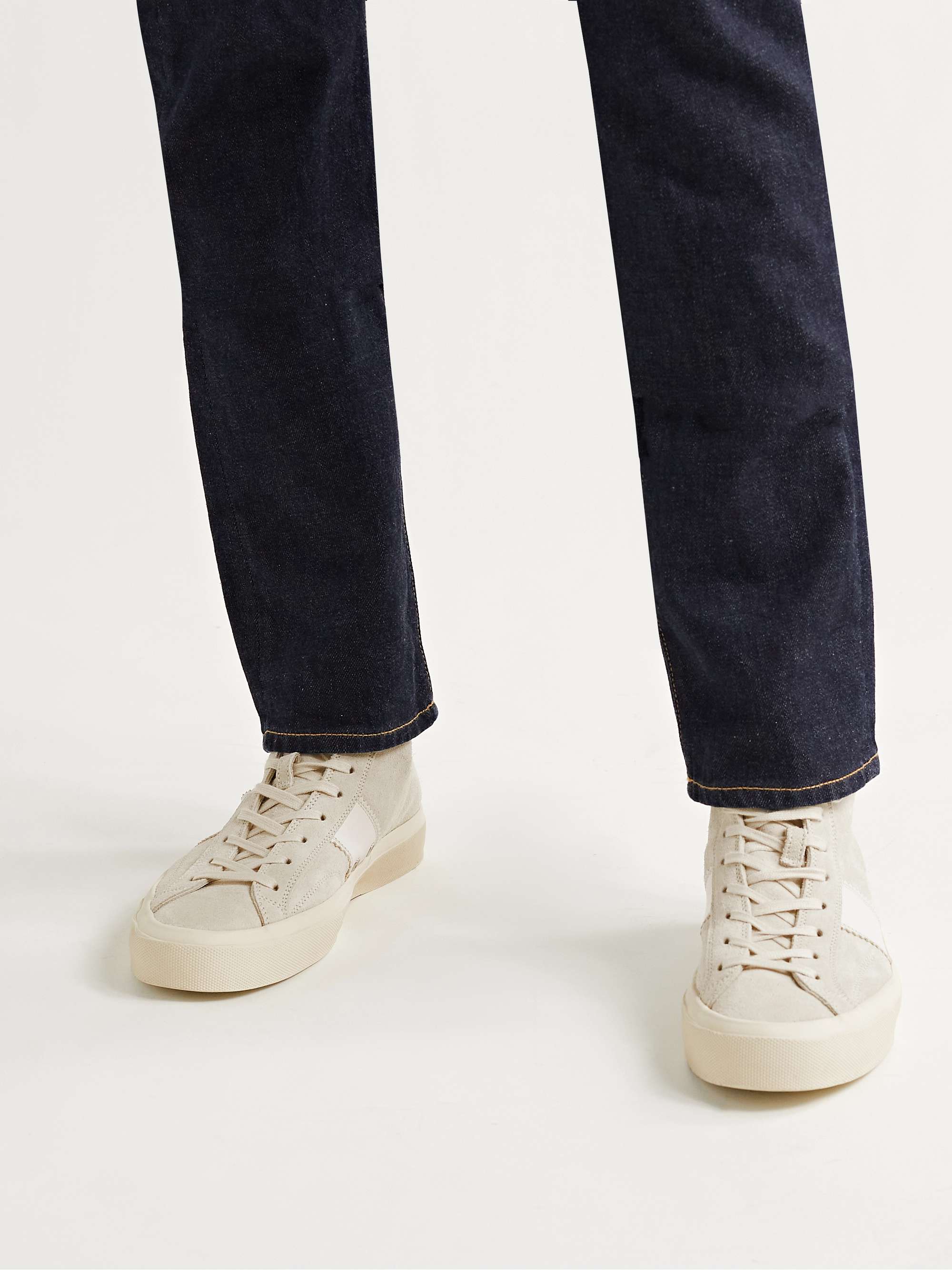 TOM FORD Cambridge Leather-Trimmed Suede High-Top Sneakers