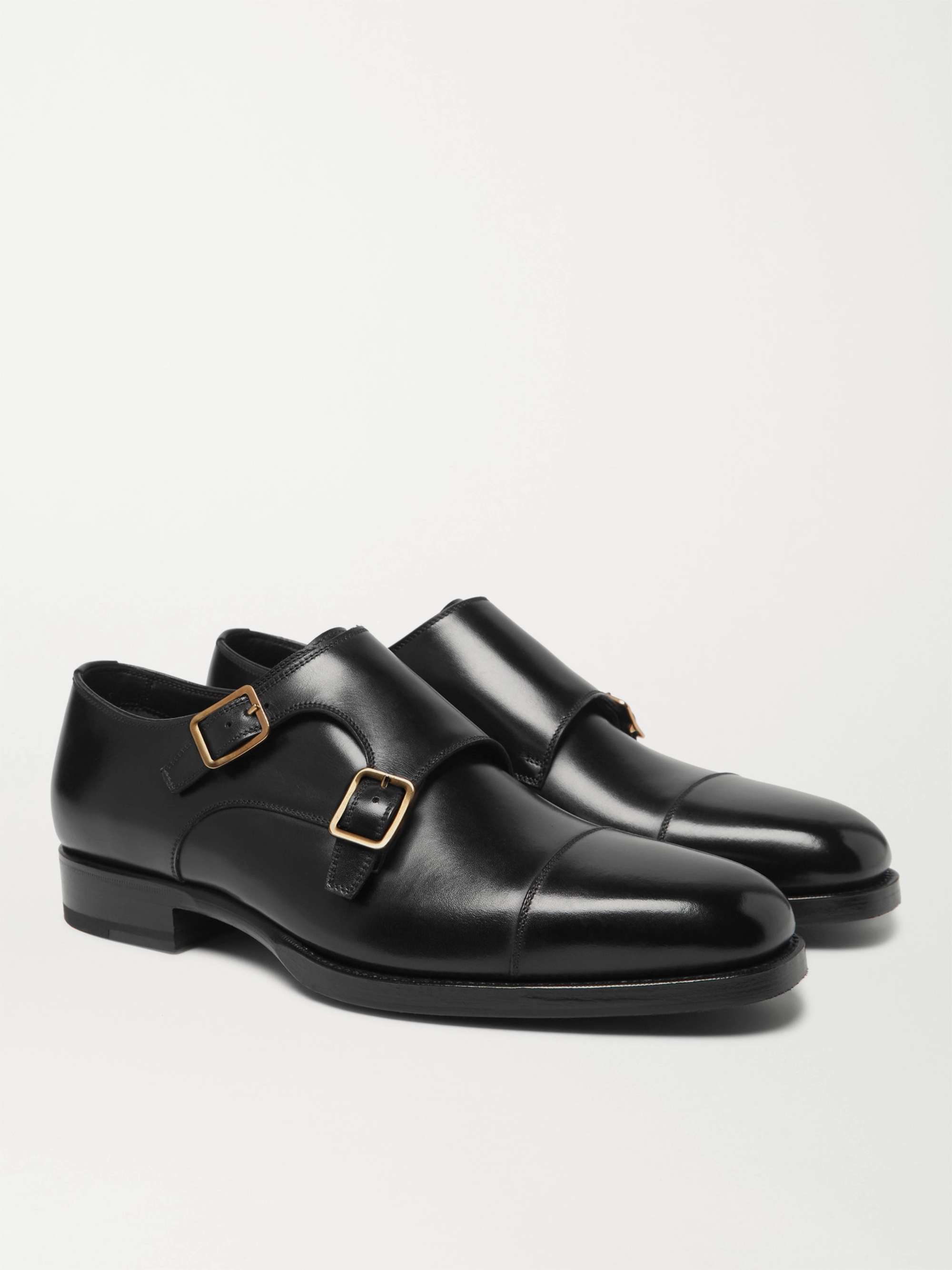 TOM FORD Wessex Cap-Toe Leather Monk-Strap Shoes