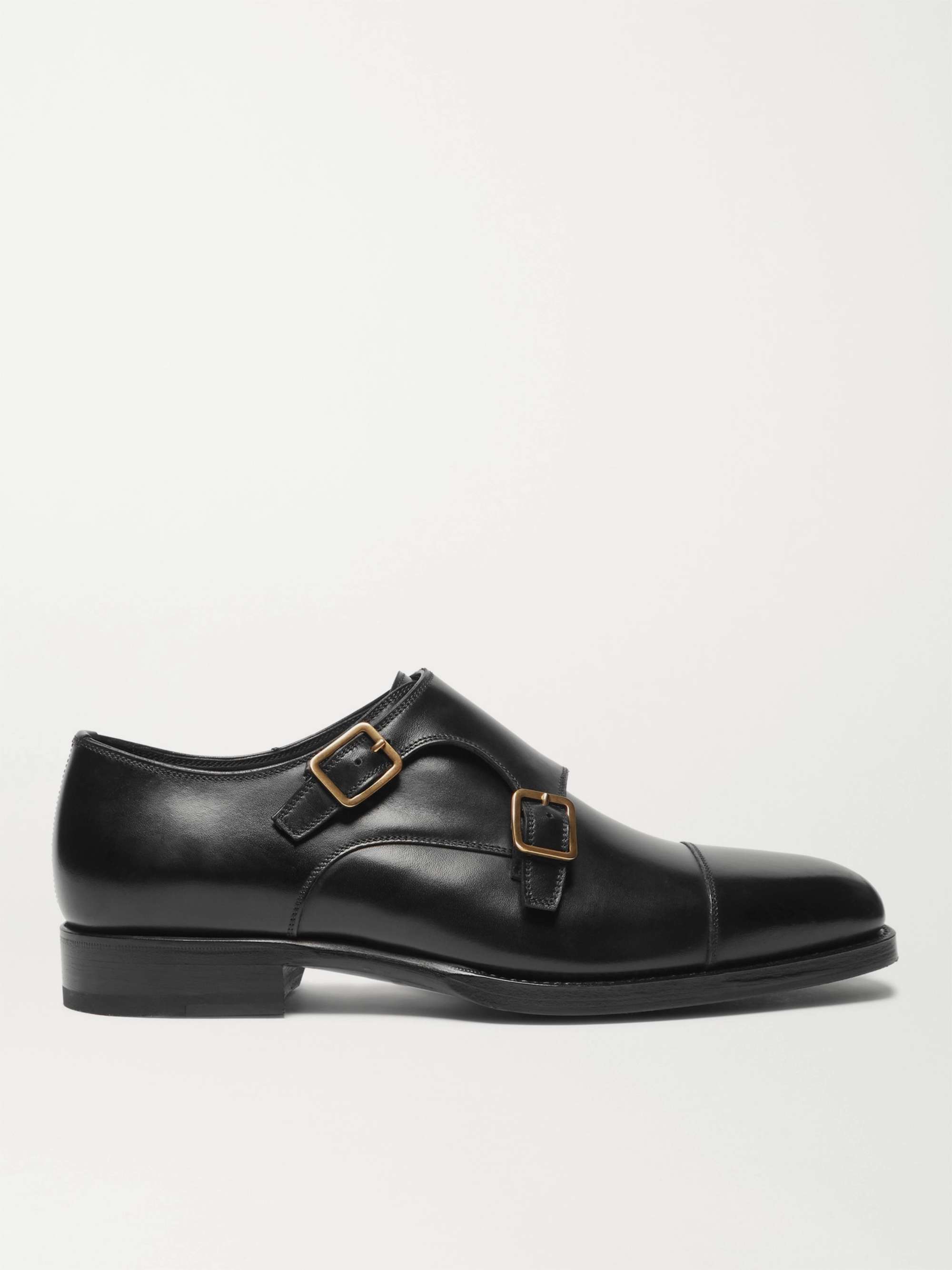 TOM FORD Wessex Cap-Toe Leather Monk-Strap Shoes